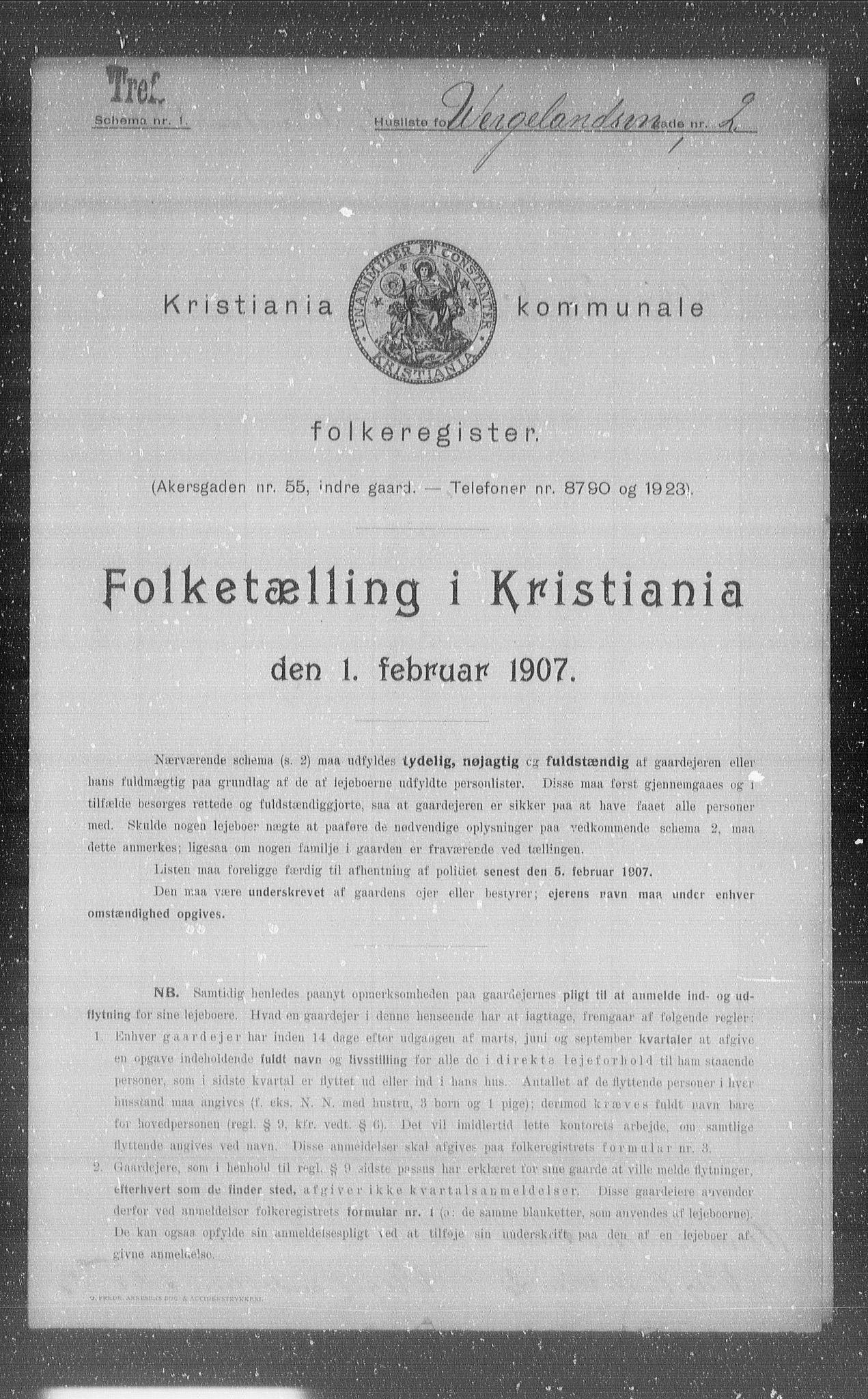 OBA, Municipal Census 1907 for Kristiania, 1907, p. 64948