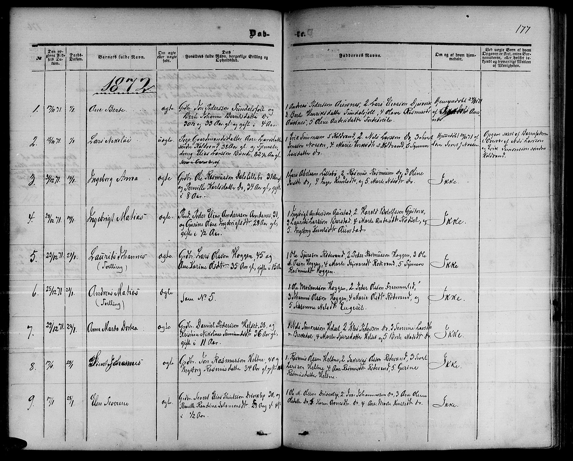 Ministerialprotokoller, klokkerbøker og fødselsregistre - Møre og Romsdal, AV/SAT-A-1454/511/L0157: Parish register (copy) no. 511C03, 1864-1884, p. 177