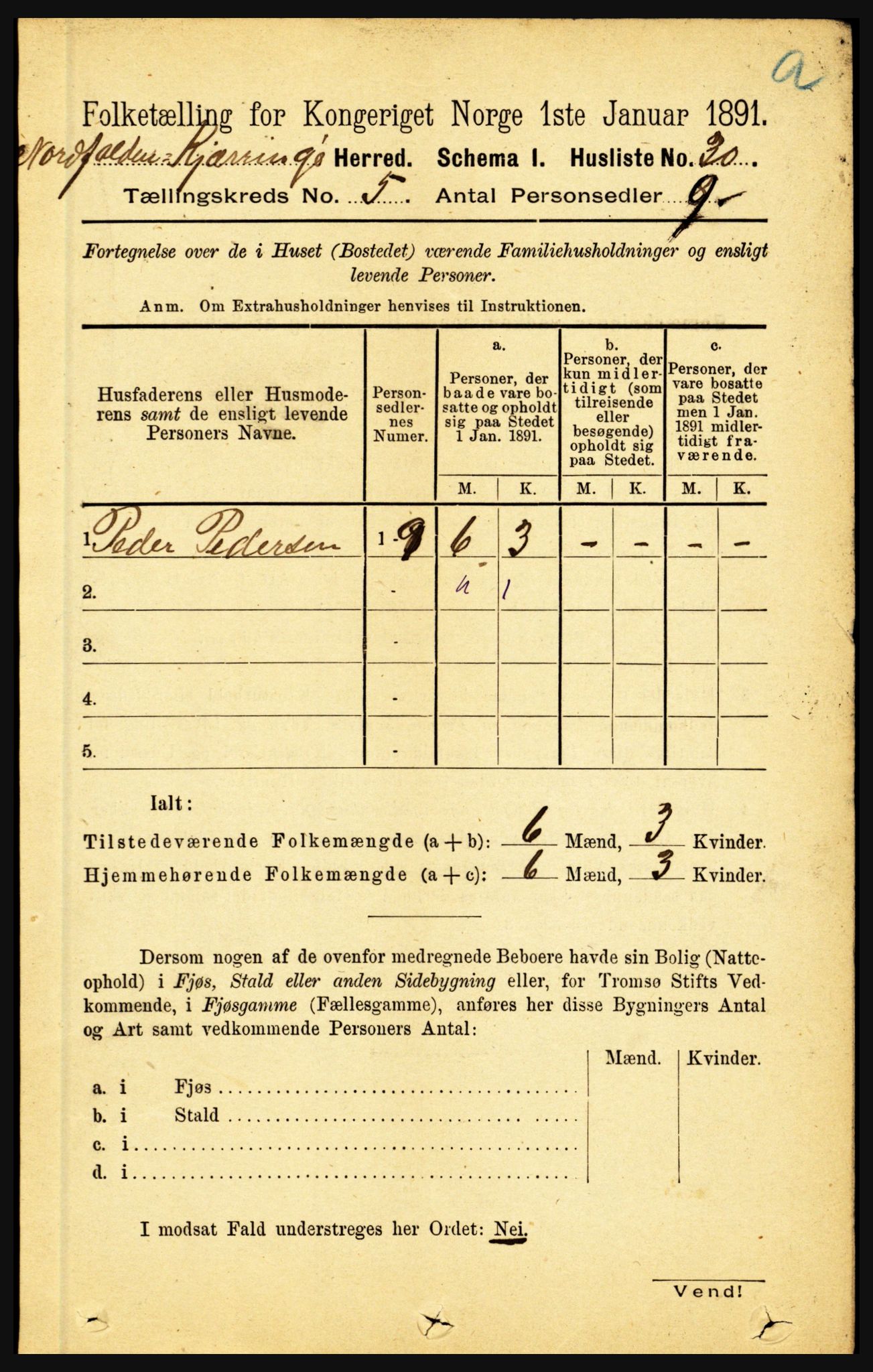 RA, 1891 census for 1846 Nordfold-Kjerringøy, 1891, p. 1156