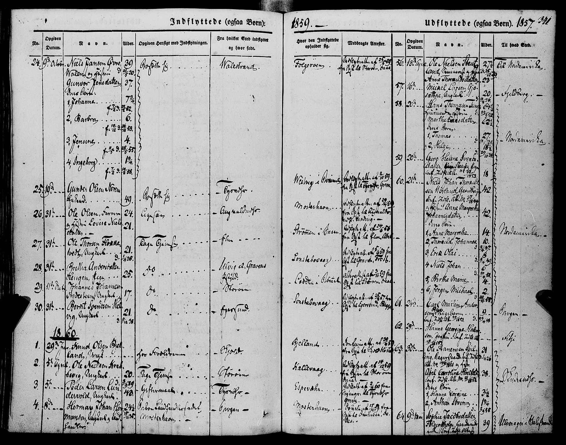 Finnås sokneprestembete, AV/SAB-A-99925/H/Ha/Haa/Haaa/L0007: Parish register (official) no. A 7, 1850-1862, p. 341