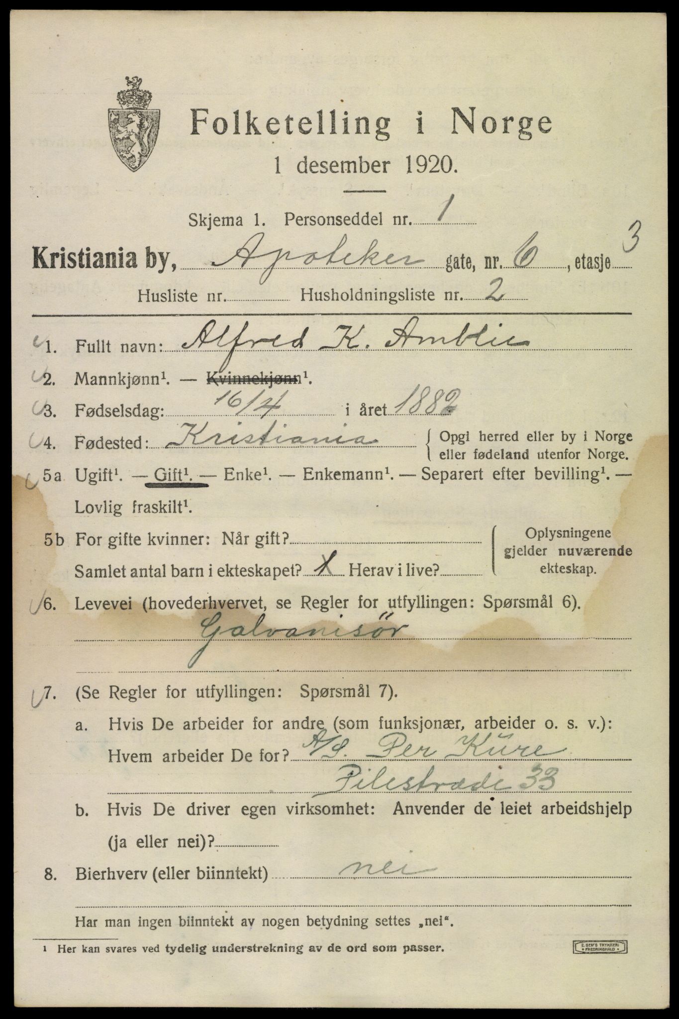 SAO, 1920 census for Kristiania, 1920, p. 141981