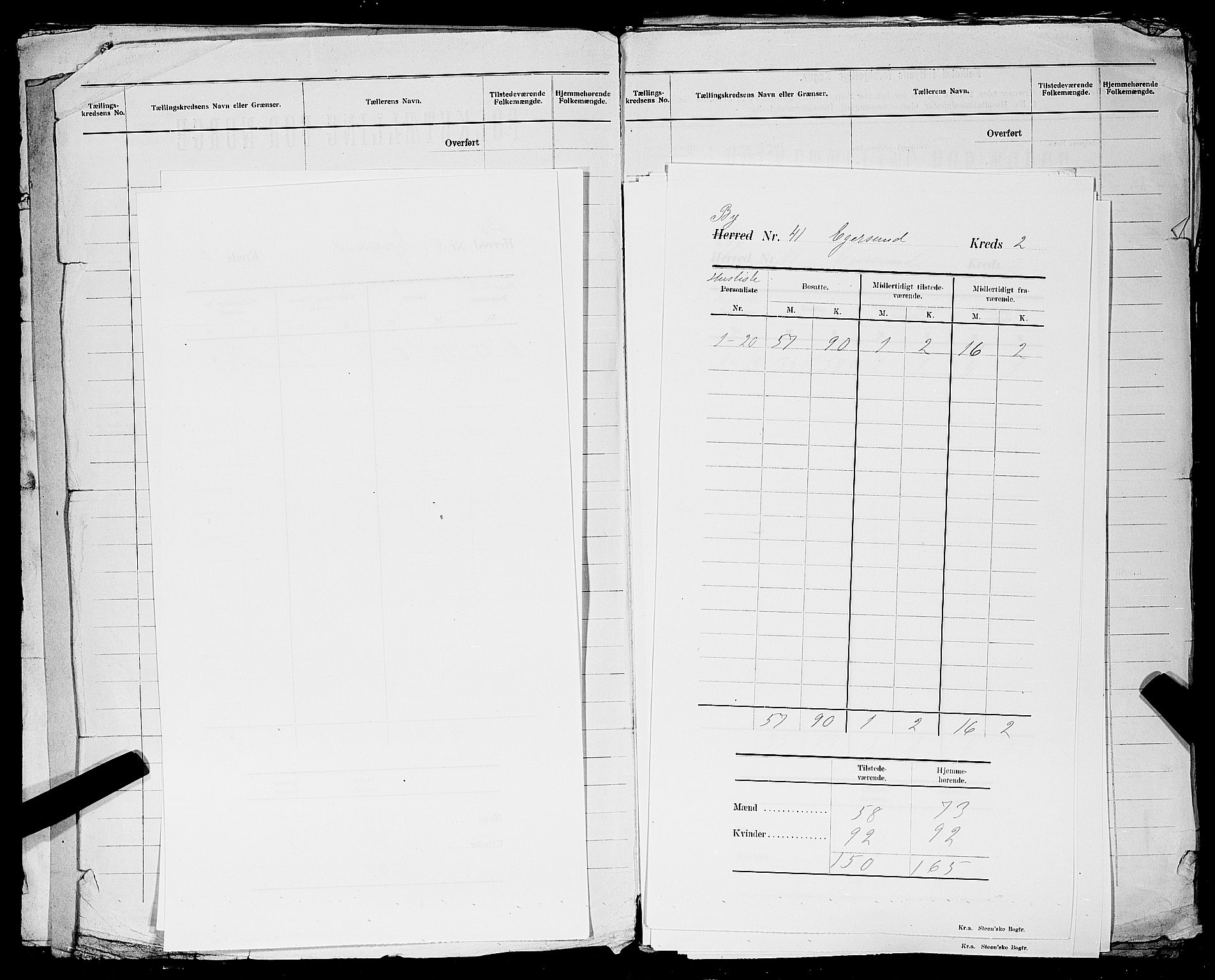 SAST, 1900 census for Egersund, 1900, p. 5