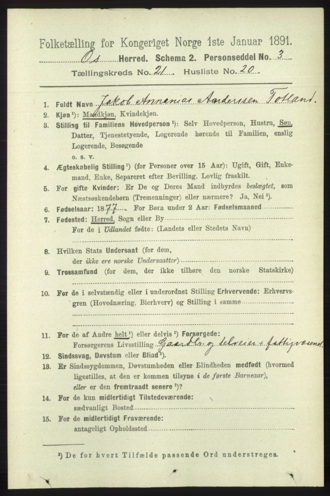 RA, 1891 census for 1243 Os, 1891, p. 4979