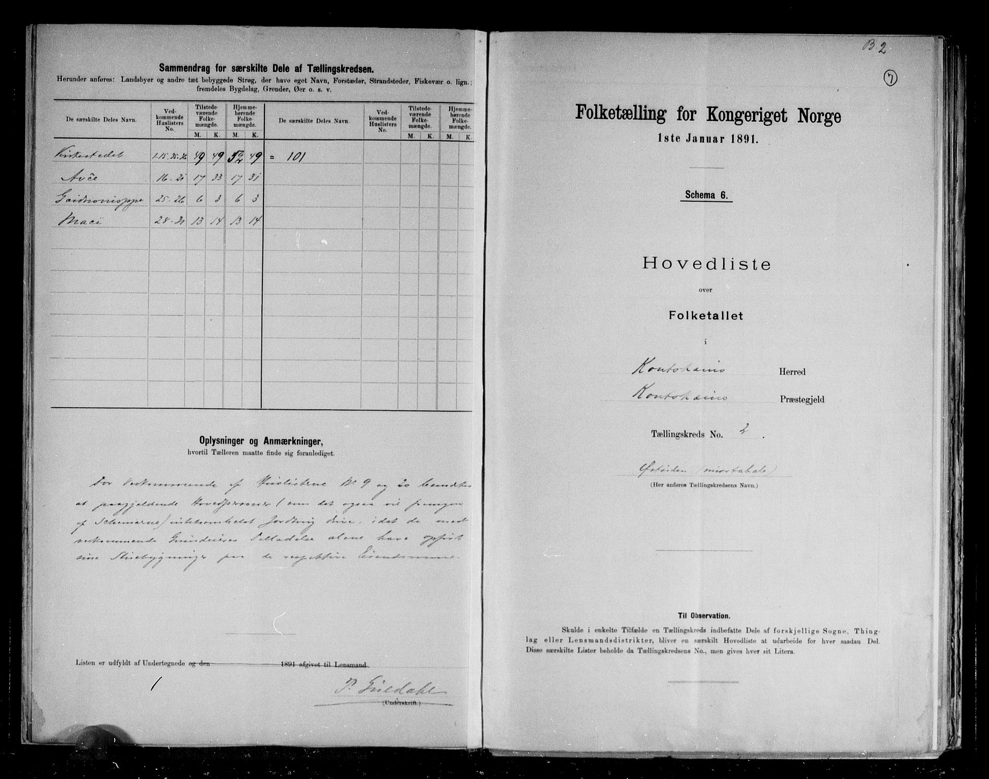 RA, 1891 census for 2011 Kautokeino, 1891, p. 8