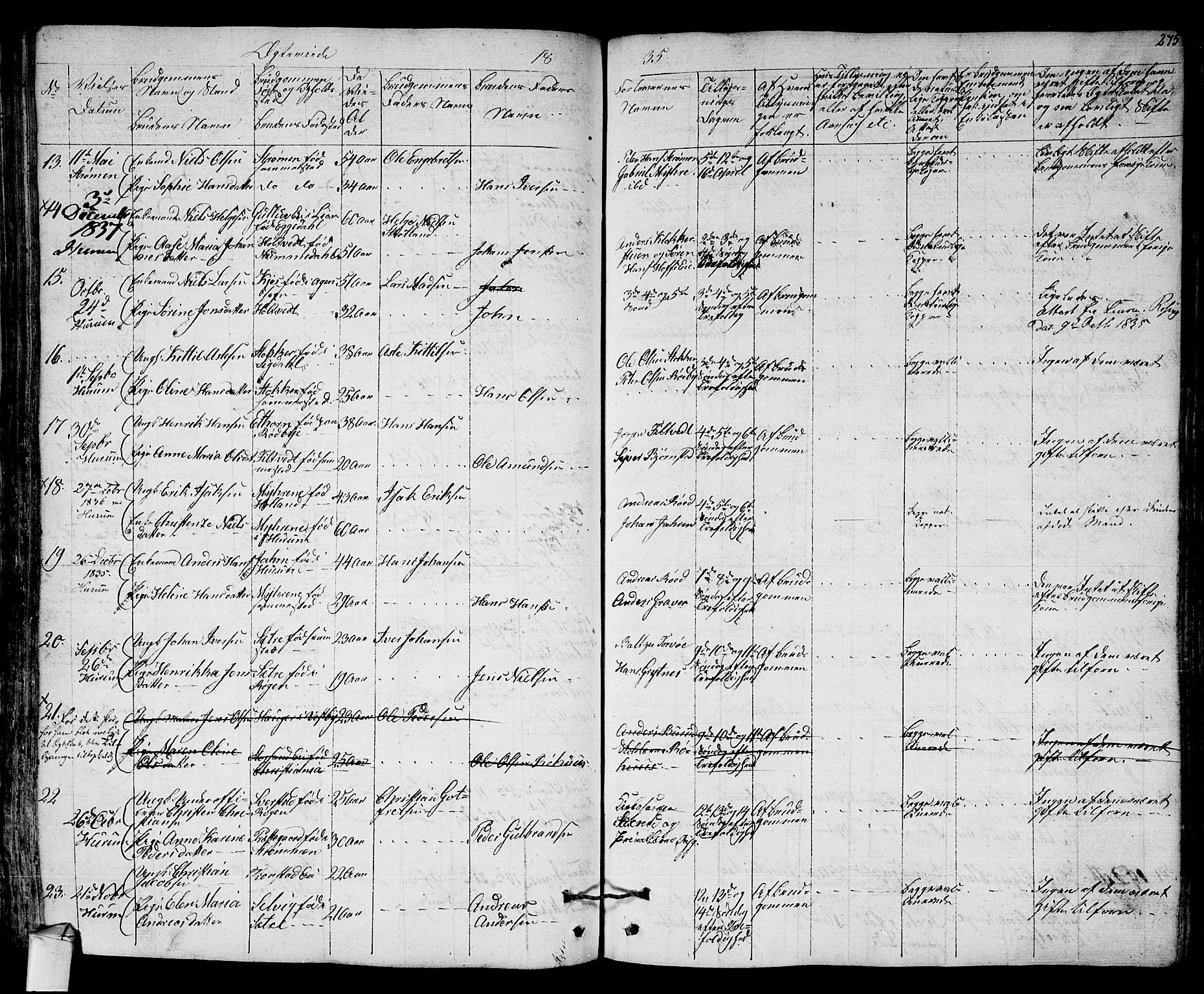 Hurum kirkebøker, AV/SAKO-A-229/F/Fa/L0010: Parish register (official) no. 10, 1827-1846, p. 275