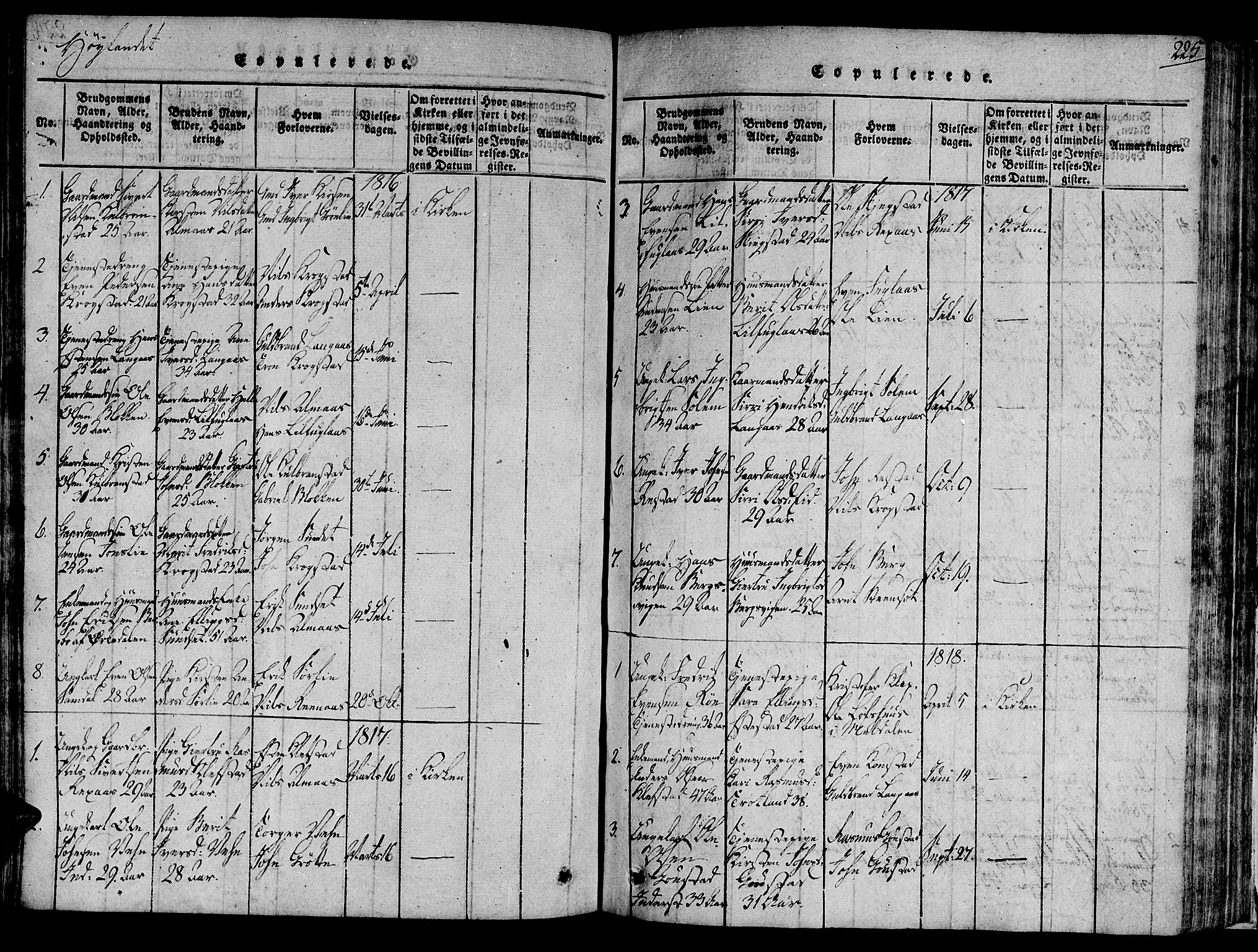 Ministerialprotokoller, klokkerbøker og fødselsregistre - Sør-Trøndelag, SAT/A-1456/691/L1068: Parish register (official) no. 691A03 /4, 1816-1826, p. 225