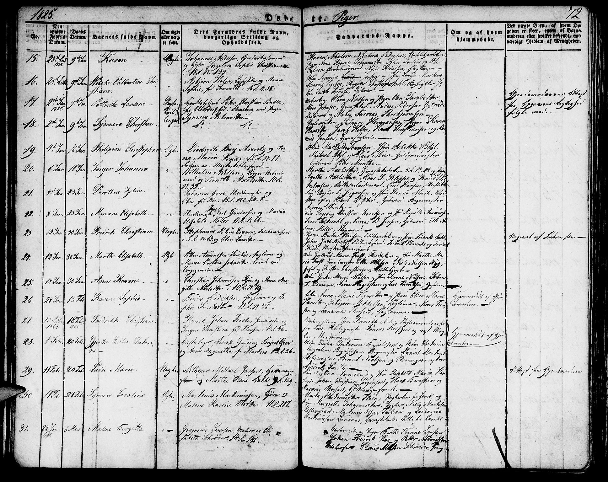 Domkirken sokneprestembete, AV/SAB-A-74801/H/Haa/L0012: Parish register (official) no. A 12, 1821-1840, p. 72