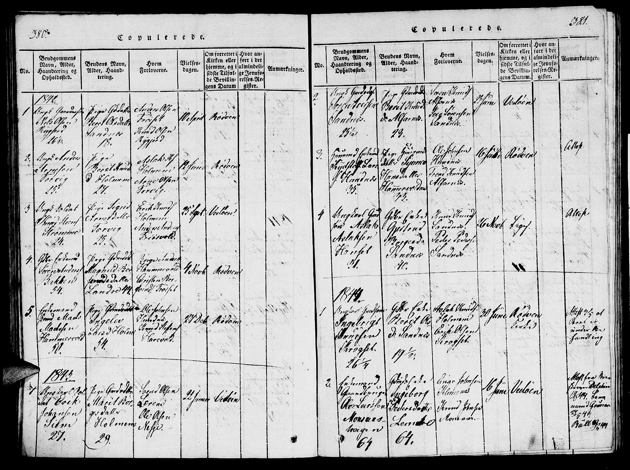 Ministerialprotokoller, klokkerbøker og fødselsregistre - Møre og Romsdal, AV/SAT-A-1454/548/L0613: Parish register (copy) no. 548C01, 1818-1846, p. 380-381