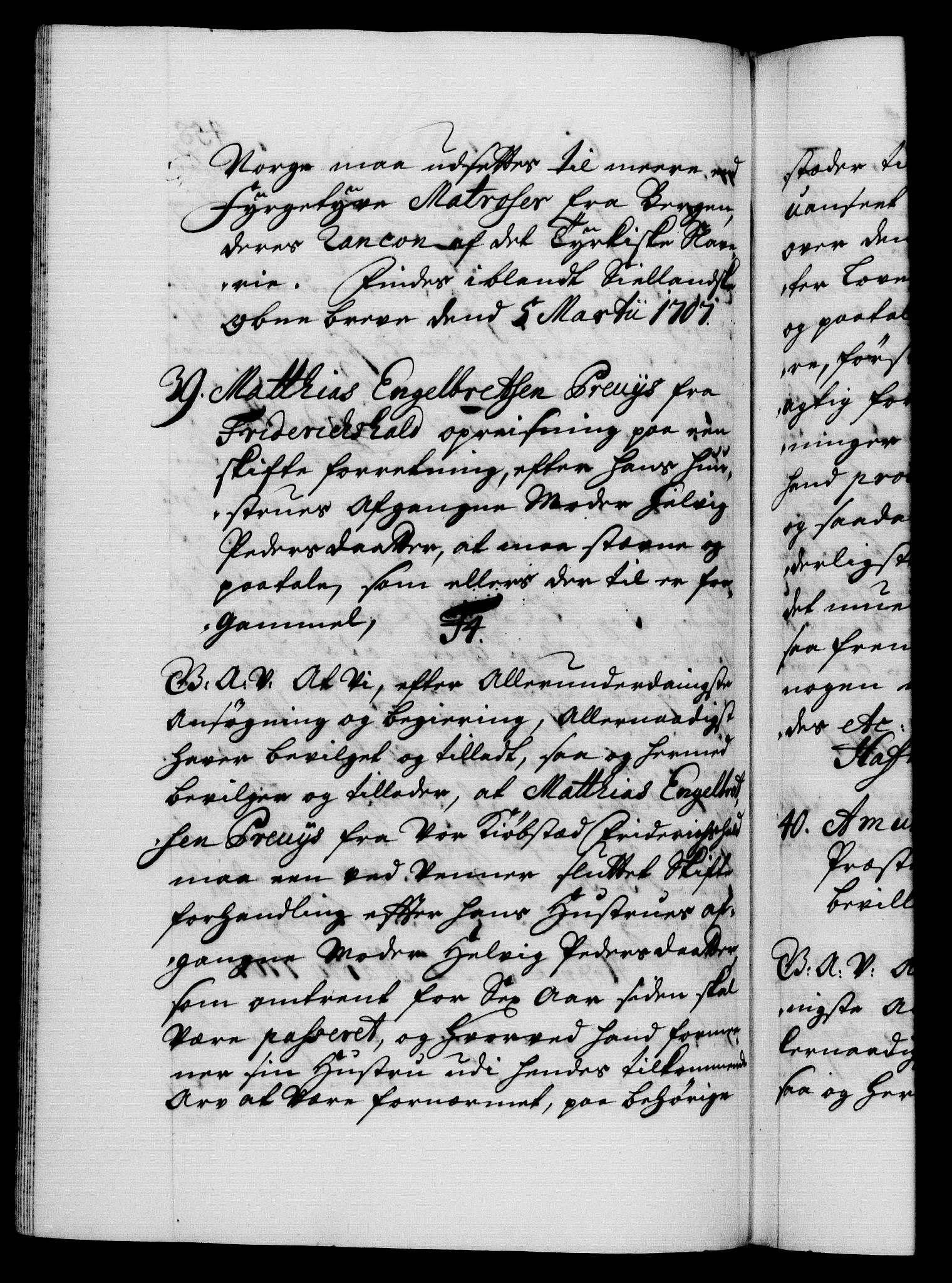 Danske Kanselli 1572-1799, AV/RA-EA-3023/F/Fc/Fca/Fcaa/L0019: Norske registre, 1704-1707, p. 458b