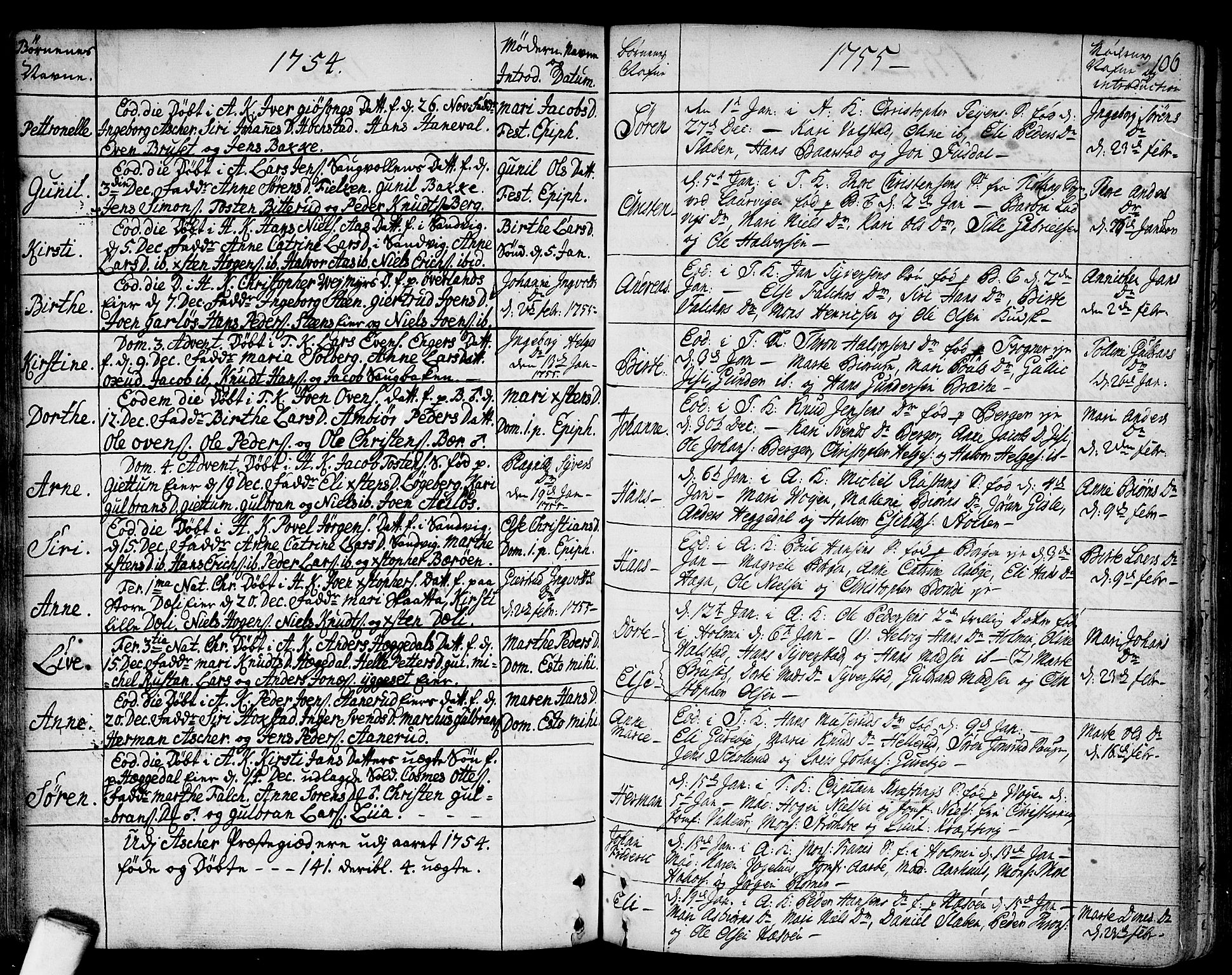 Asker prestekontor Kirkebøker, AV/SAO-A-10256a/F/Fa/L0002: Parish register (official) no. I 2, 1733-1766, p. 106