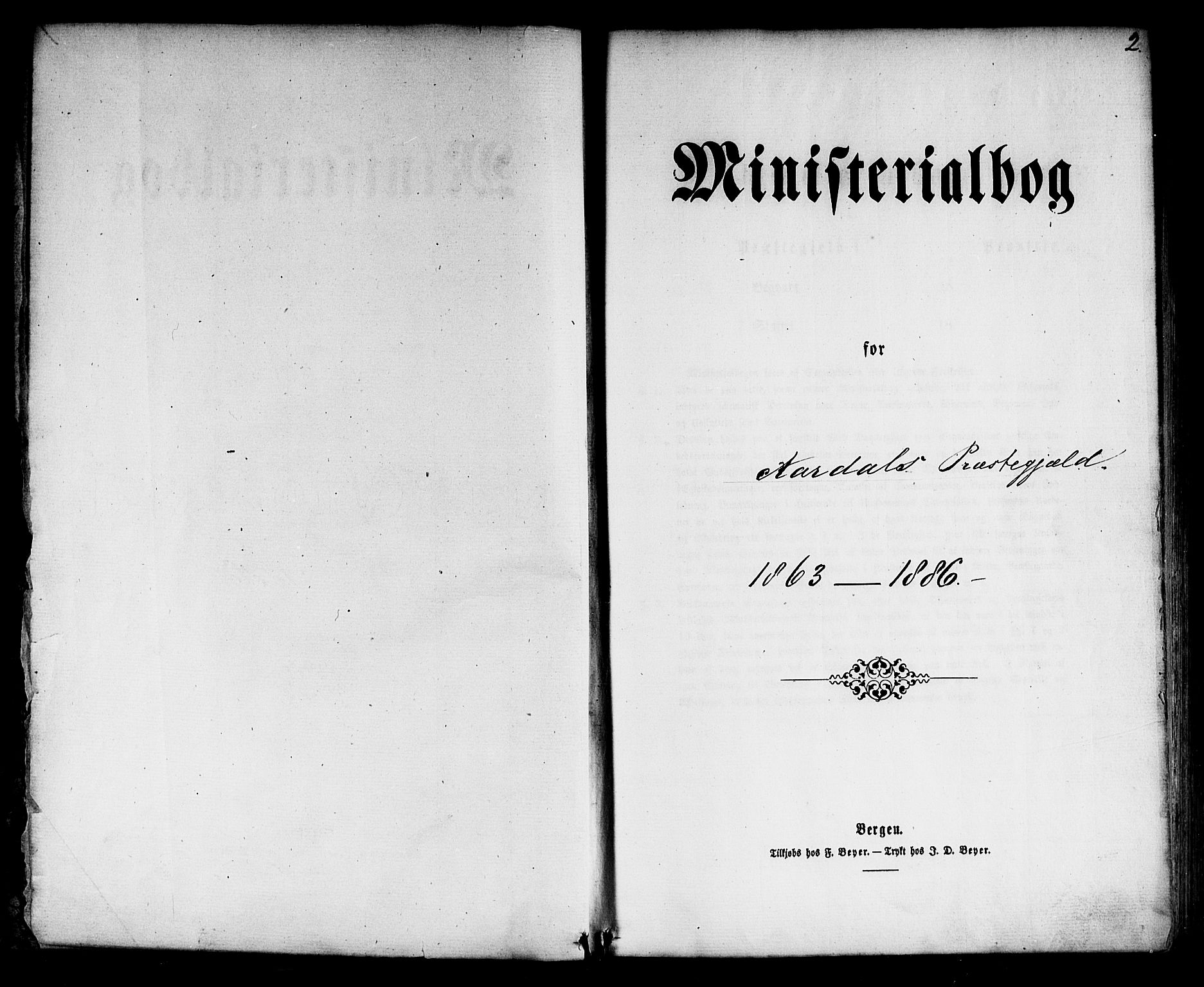 Årdal sokneprestembete, AV/SAB-A-81701: Parish register (official) no. A 3, 1863-1886, p. 2