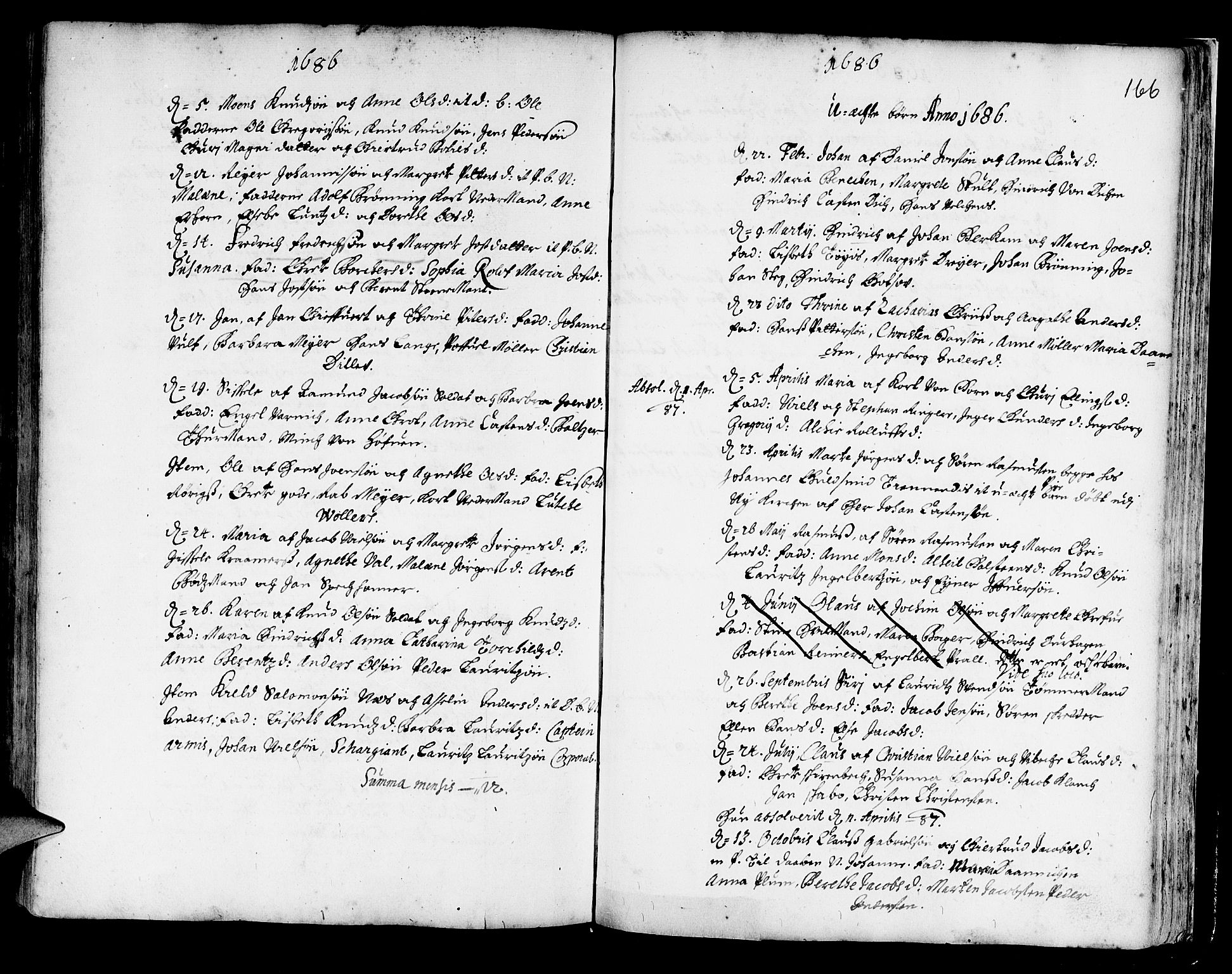 Korskirken sokneprestembete, SAB/A-76101/H/Haa/L0001: Parish register (official) no. A 1, 1674-1688, p. 166