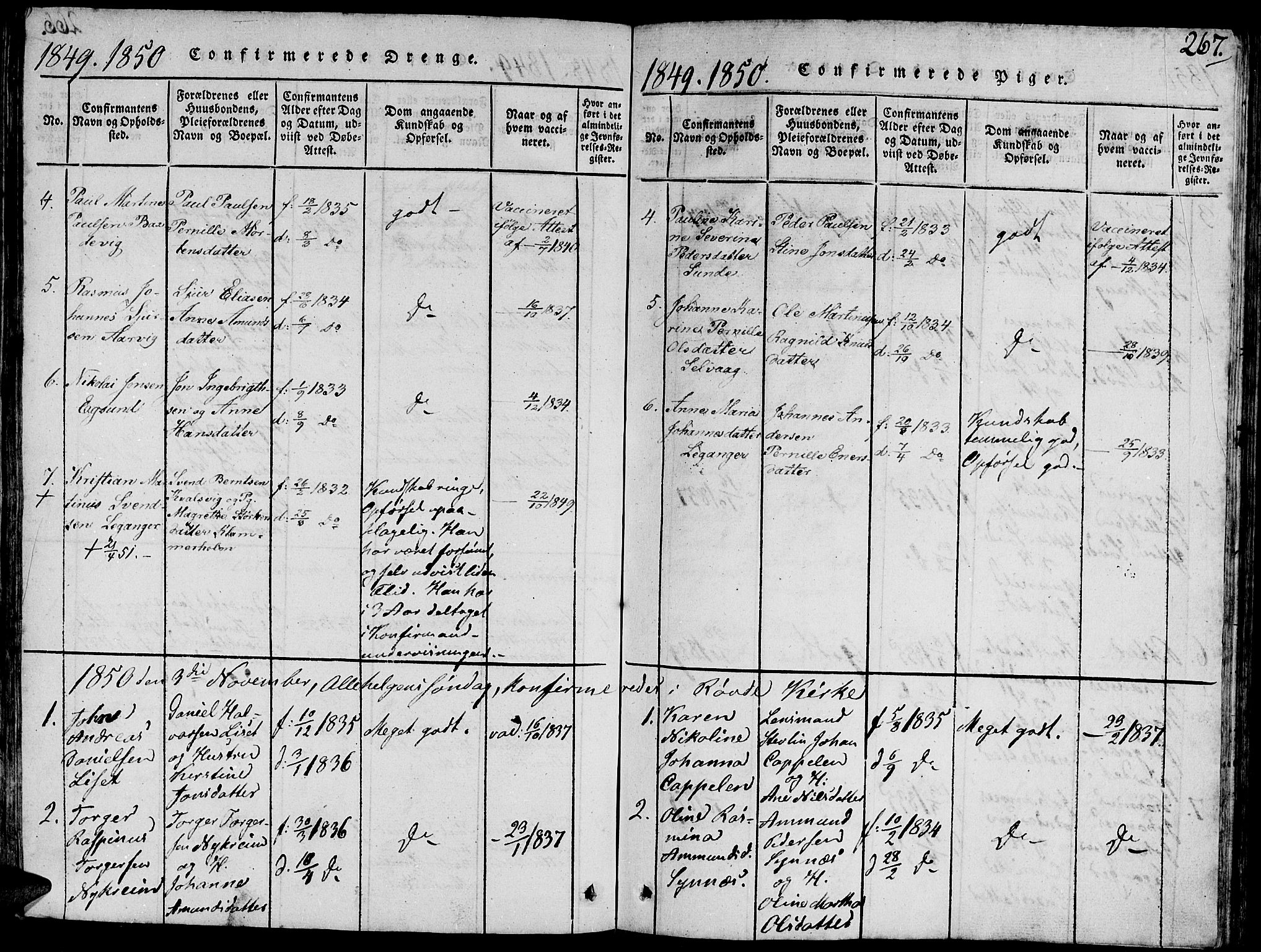 Ministerialprotokoller, klokkerbøker og fødselsregistre - Møre og Romsdal, AV/SAT-A-1454/504/L0054: Parish register (official) no. 504A01, 1816-1861, p. 267