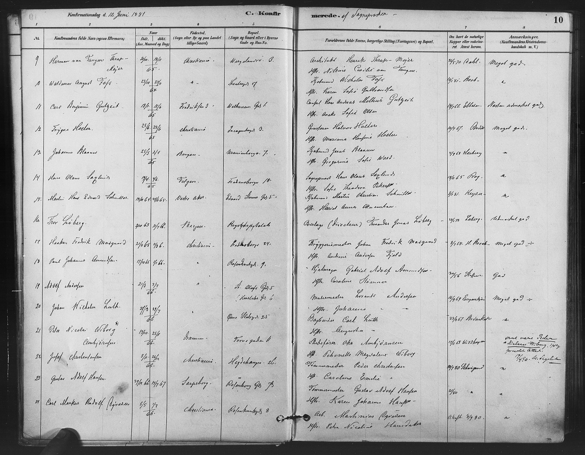 Trefoldighet prestekontor Kirkebøker, SAO/A-10882/F/Fb/L0003: Parish register (official) no. II 3, 1881-1895, p. 10