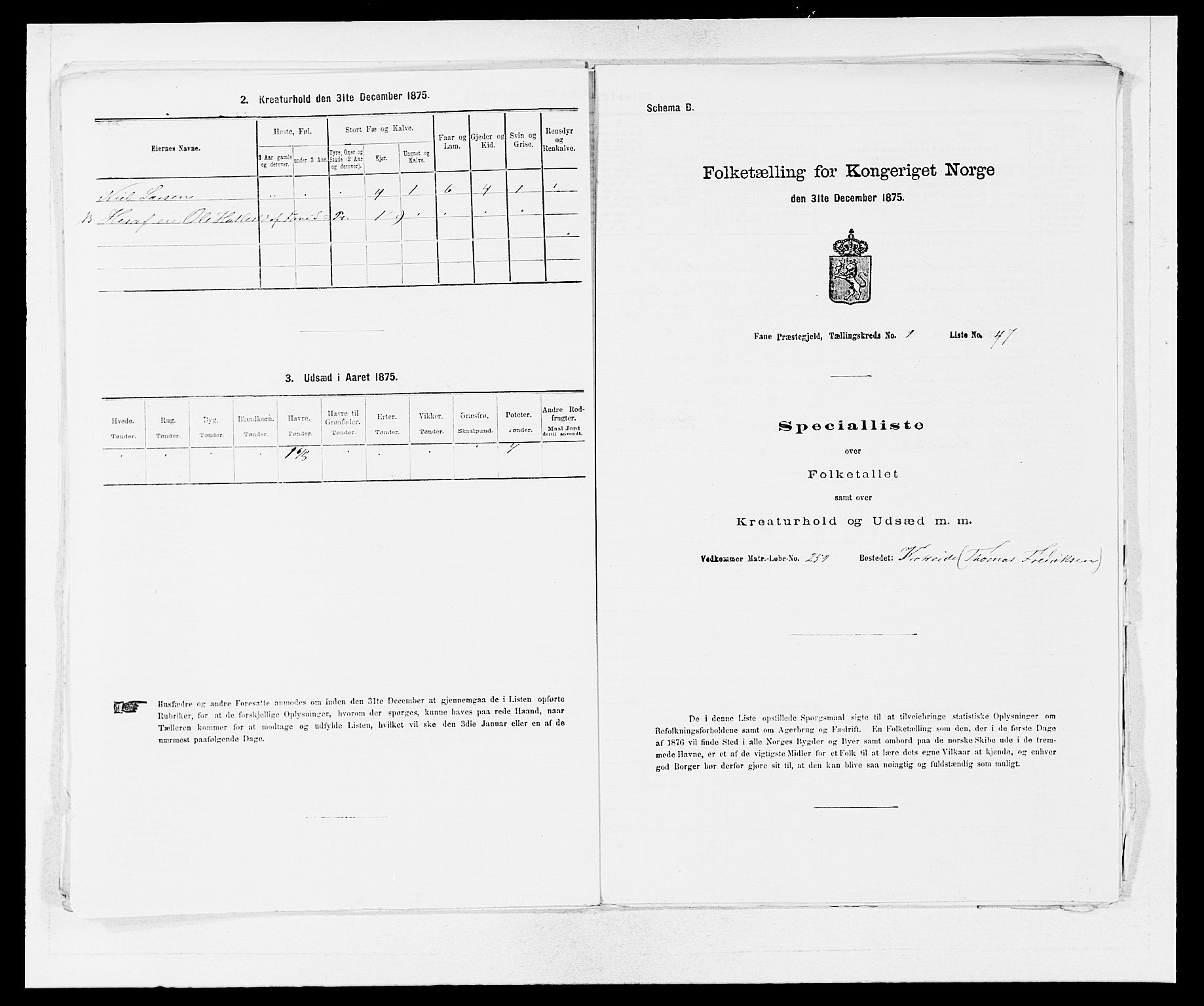 SAB, 1875 census for 1249P Fana, 1875, p. 990