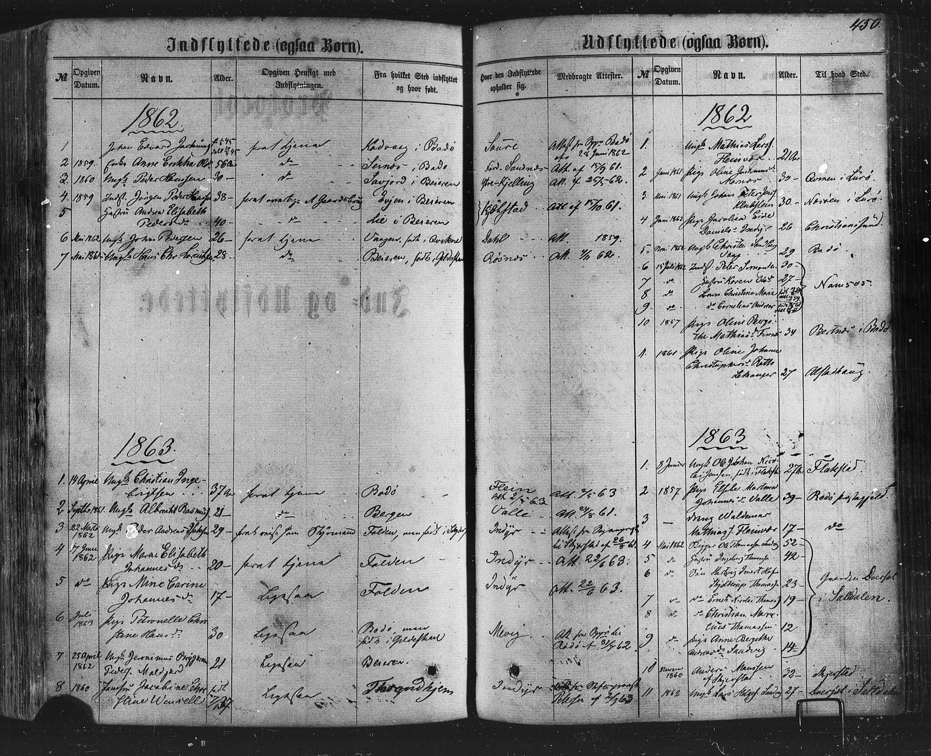 Ministerialprotokoller, klokkerbøker og fødselsregistre - Nordland, SAT/A-1459/805/L0098: Parish register (official) no. 805A05, 1862-1879, p. 450
