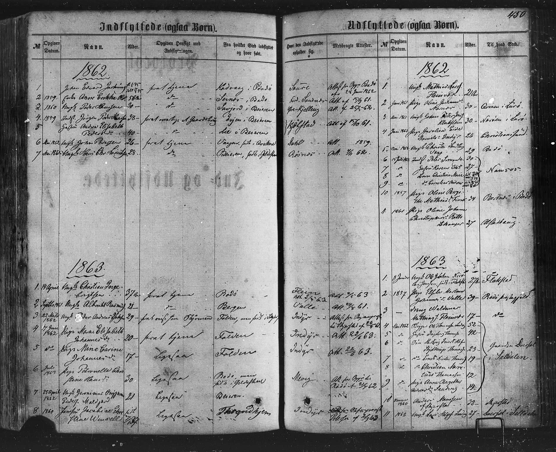 Ministerialprotokoller, klokkerbøker og fødselsregistre - Nordland, AV/SAT-A-1459/805/L0098: Parish register (official) no. 805A05, 1862-1879, p. 450