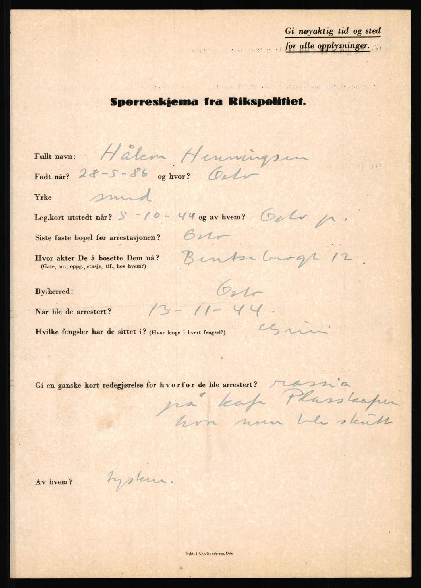 Rikspolitisjefen, AV/RA-S-1560/L/L0007: Heen, Erik C. - Iversen, Trygve, 1940-1945, p. 31