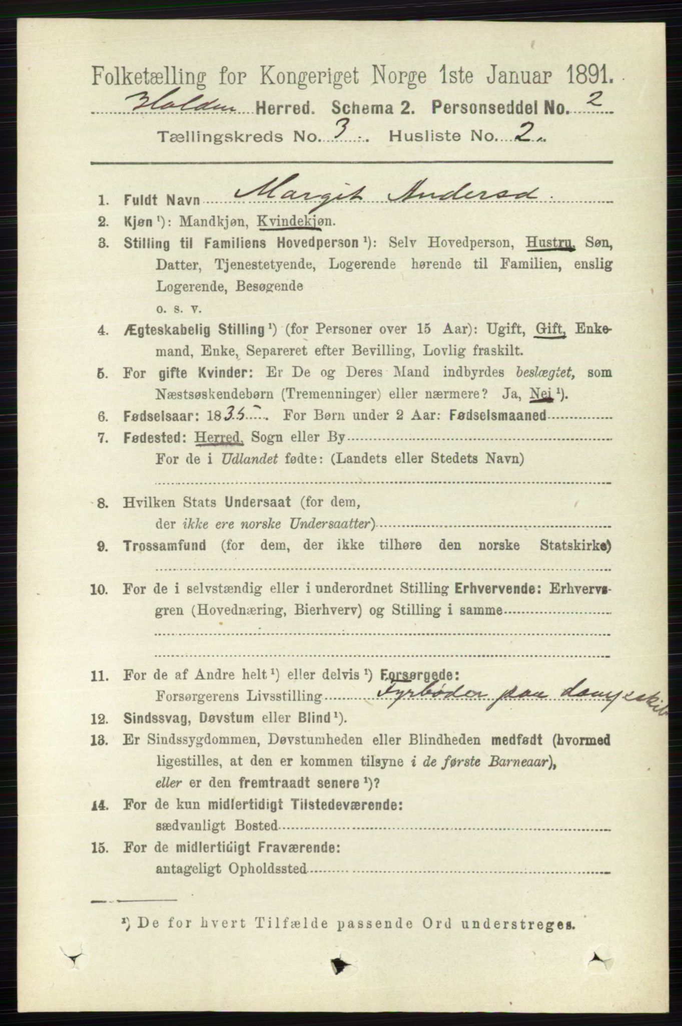 RA, 1891 census for 0819 Holla, 1891, p. 1354