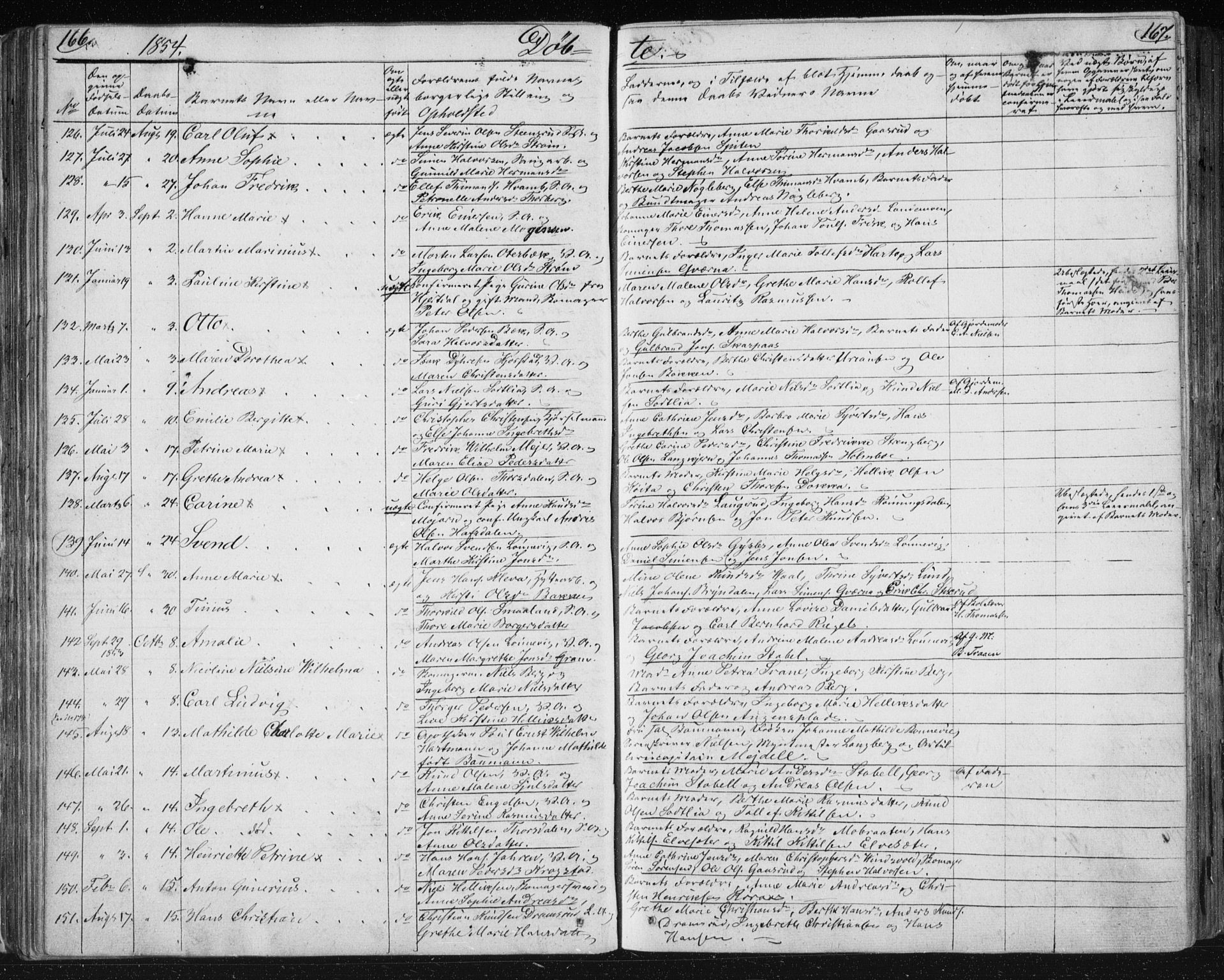 Kongsberg kirkebøker, SAKO/A-22/F/Fa/L0009: Parish register (official) no. I 9, 1839-1858, p. 166-167