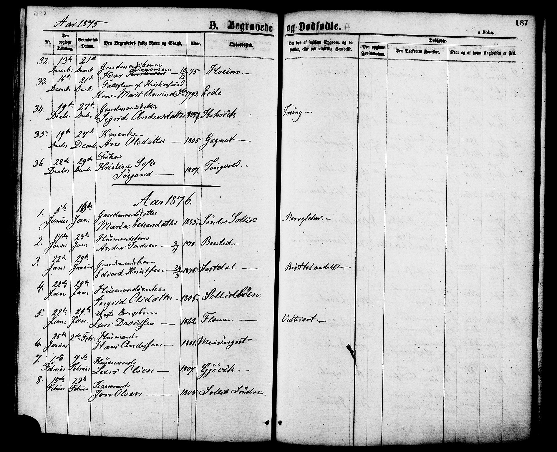 Ministerialprotokoller, klokkerbøker og fødselsregistre - Møre og Romsdal, SAT/A-1454/586/L0986: Parish register (official) no. 586A12, 1867-1878, p. 187