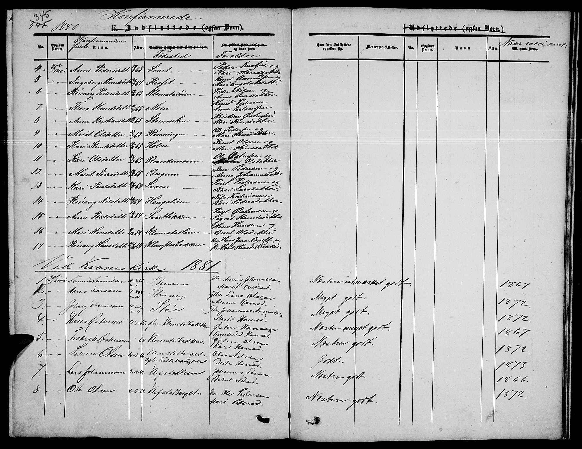 Nord-Fron prestekontor, SAH/PREST-080/H/Ha/Hab/L0003: Parish register (copy) no. 3, 1851-1886, p. 345