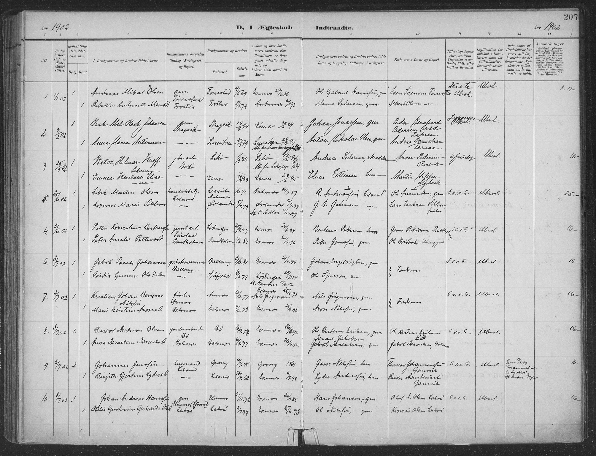 Ministerialprotokoller, klokkerbøker og fødselsregistre - Nordland, AV/SAT-A-1459/863/L0899: Parish register (official) no. 863A11, 1897-1906, p. 207