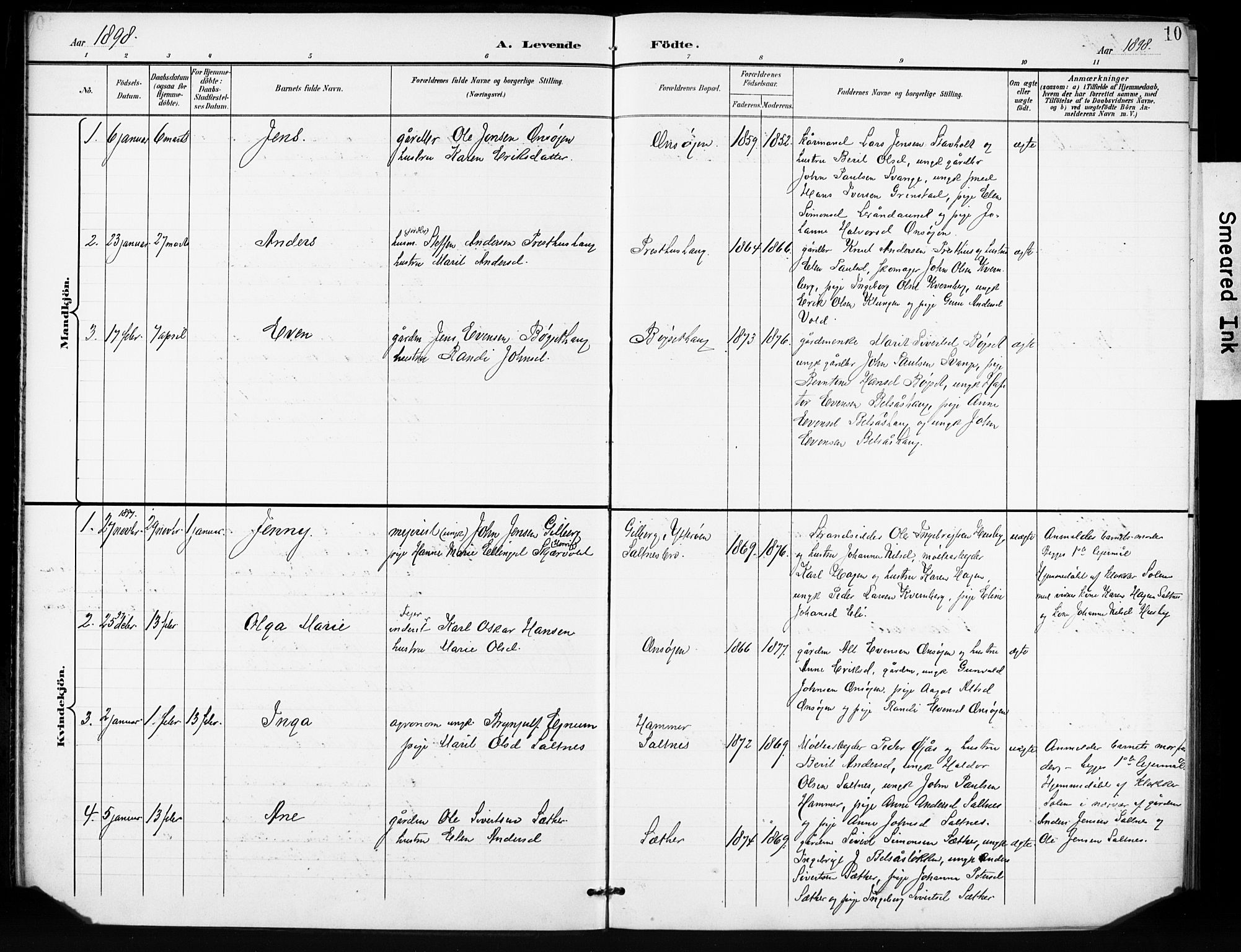 Ministerialprotokoller, klokkerbøker og fødselsregistre - Sør-Trøndelag, SAT/A-1456/666/L0787: Parish register (official) no. 666A05, 1895-1908, p. 10
