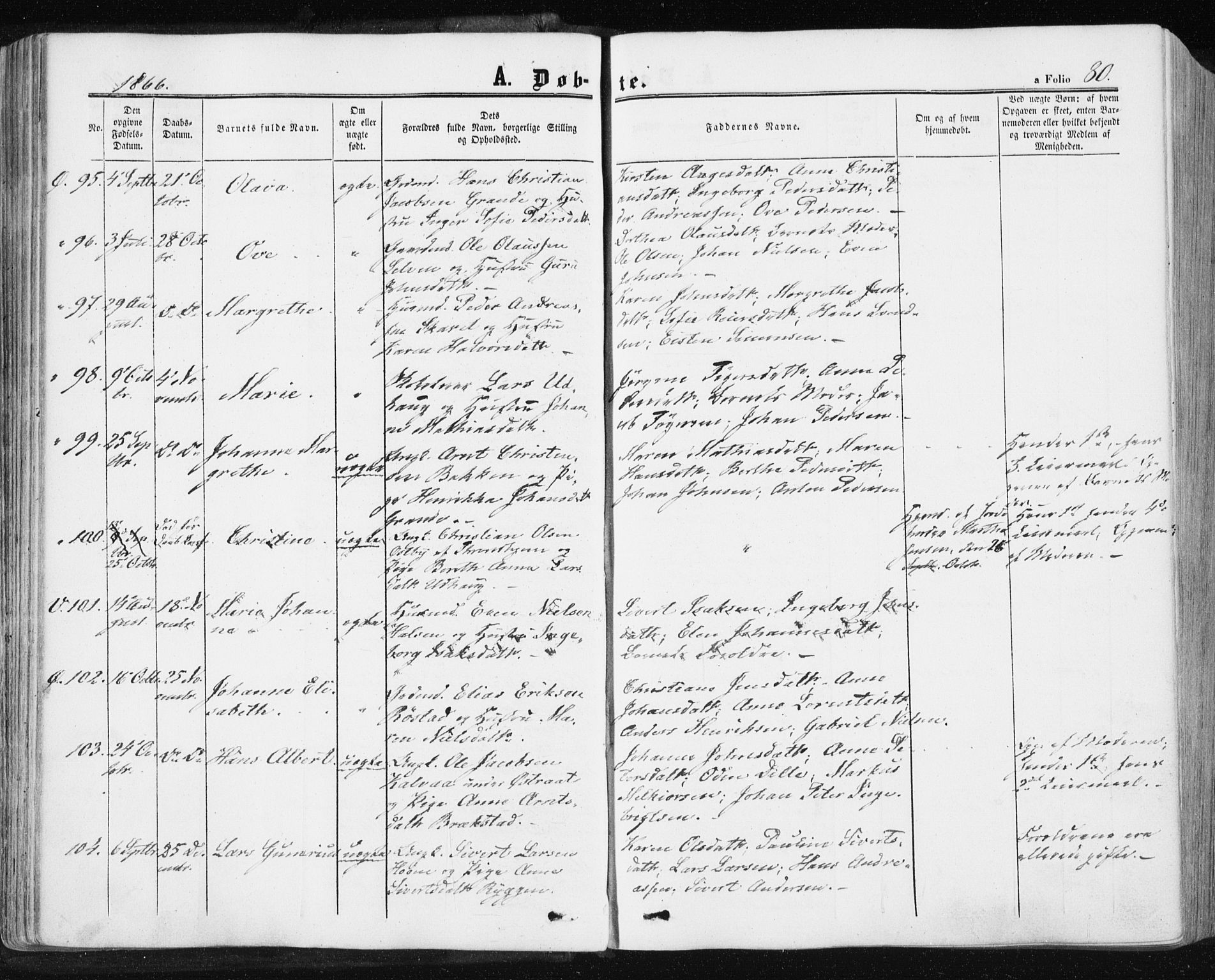Ministerialprotokoller, klokkerbøker og fødselsregistre - Sør-Trøndelag, SAT/A-1456/659/L0737: Parish register (official) no. 659A07, 1857-1875, p. 80