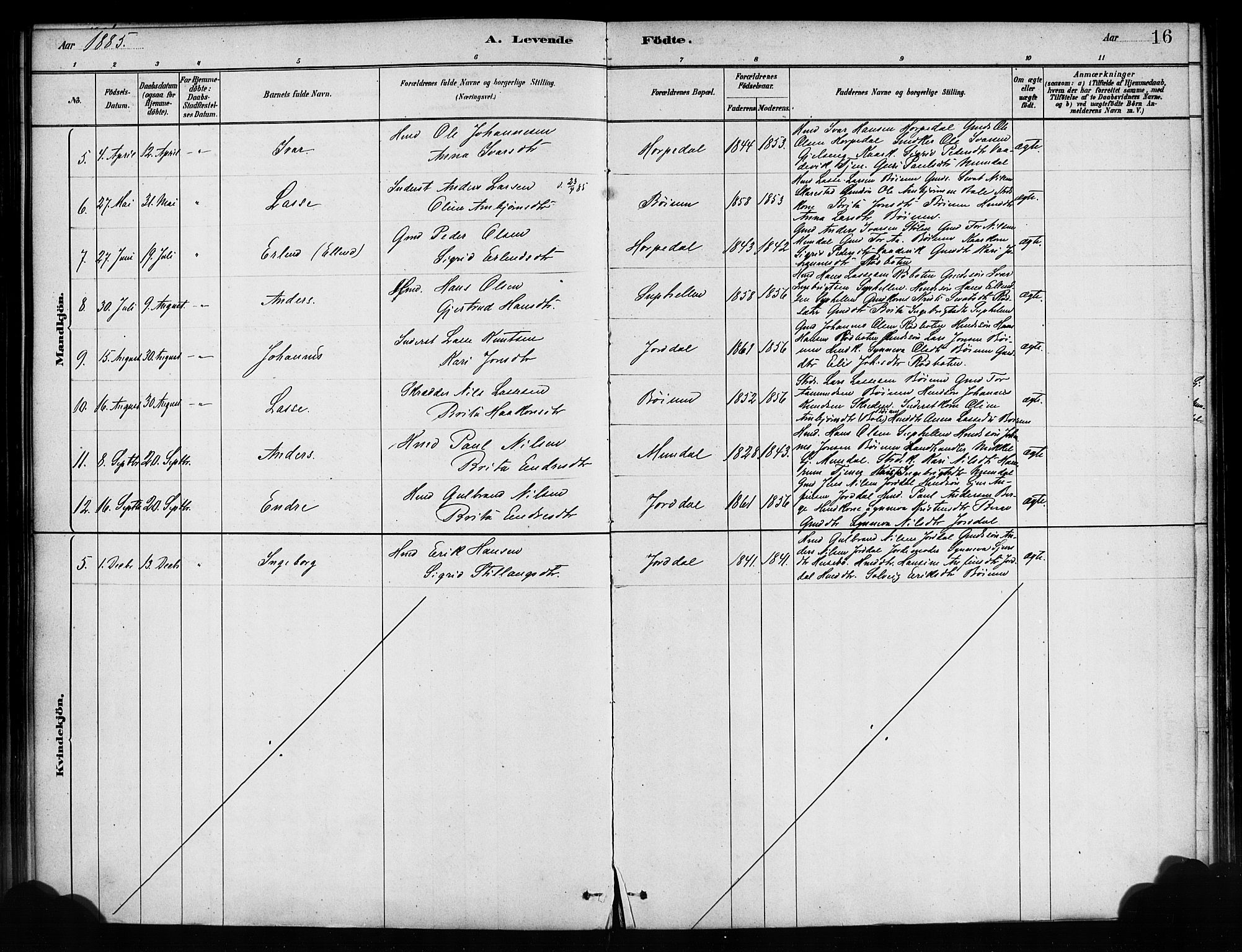 Balestrand sokneprestembete, SAB/A-79601/H/Haa/Haaa/L0004: Parish register (official) no. A 4 /2, 1879-1888, p. 16