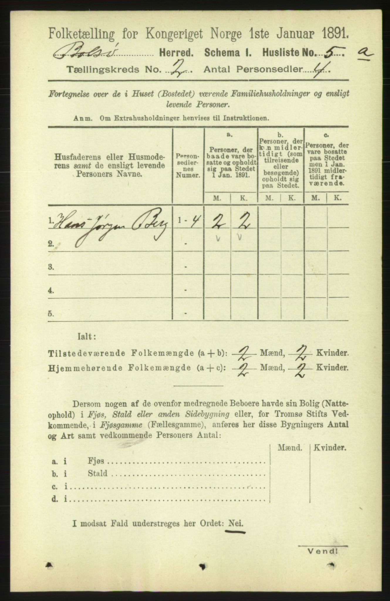 RA, 1891 census for 1544 Bolsøy, 1891, p. 849