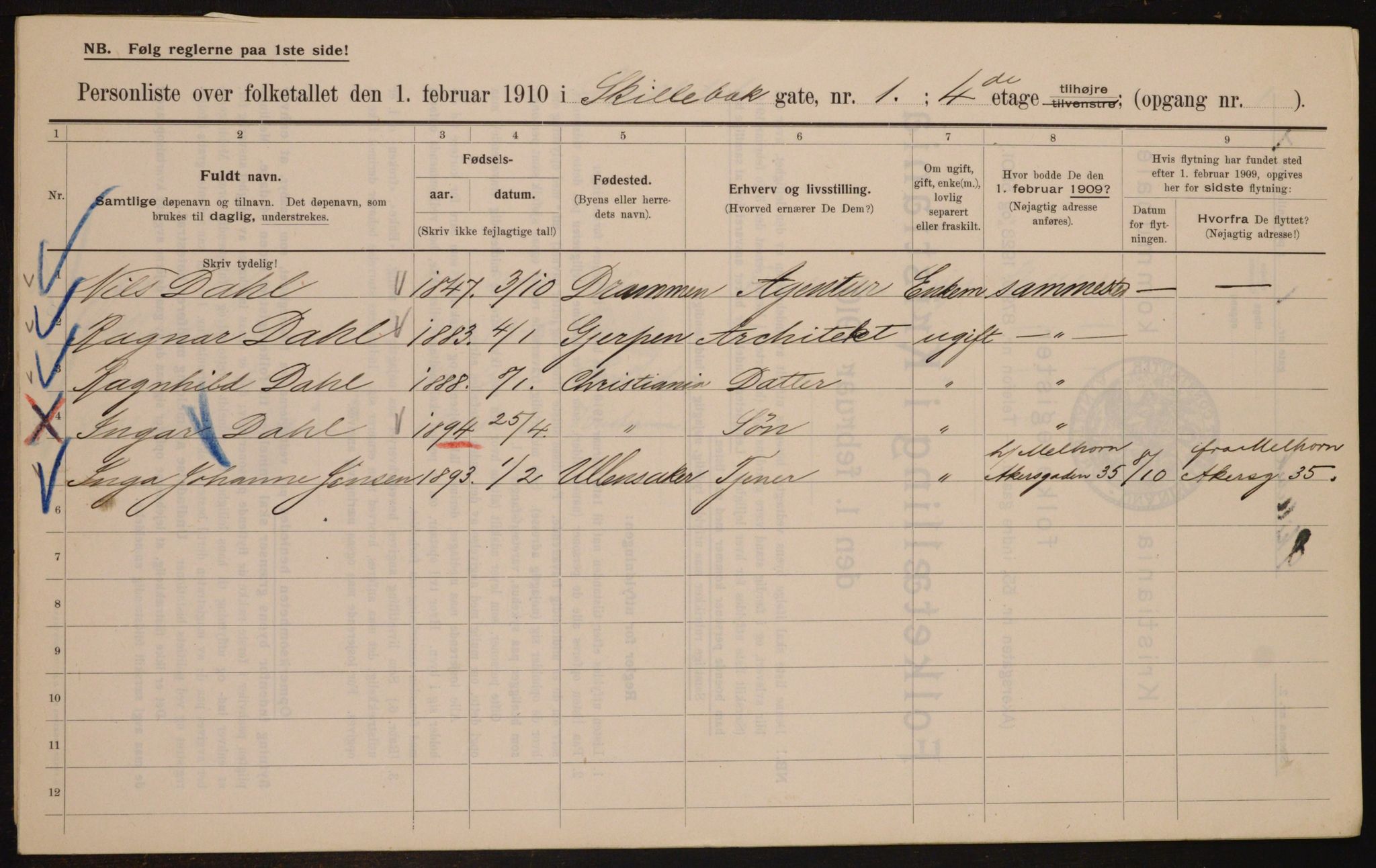 OBA, Municipal Census 1910 for Kristiania, 1910, p. 91020