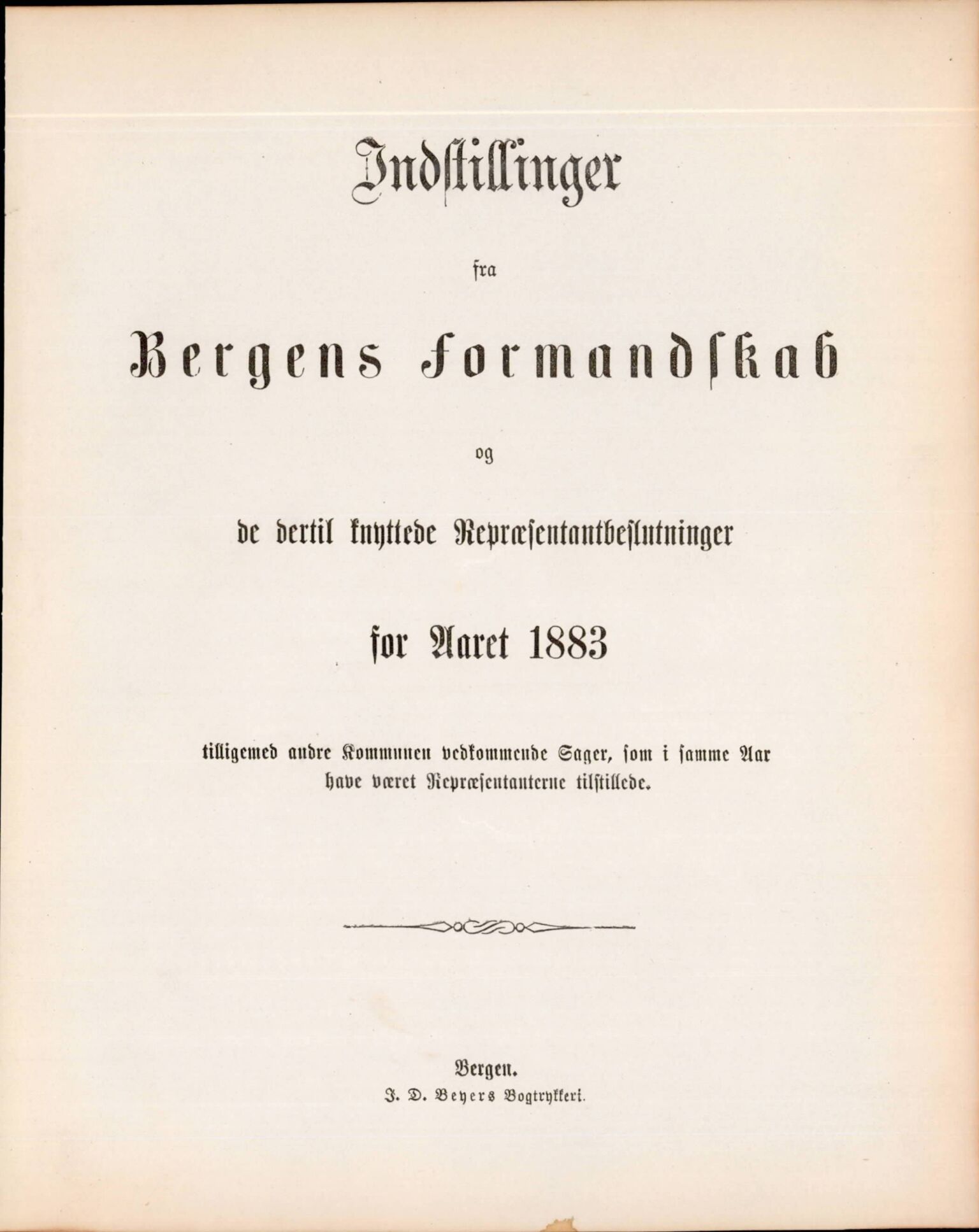 Bergen kommune. Formannskapet, BBA/A-0003/Ad/L0038: Bergens Kommuneforhandlinger, 1883