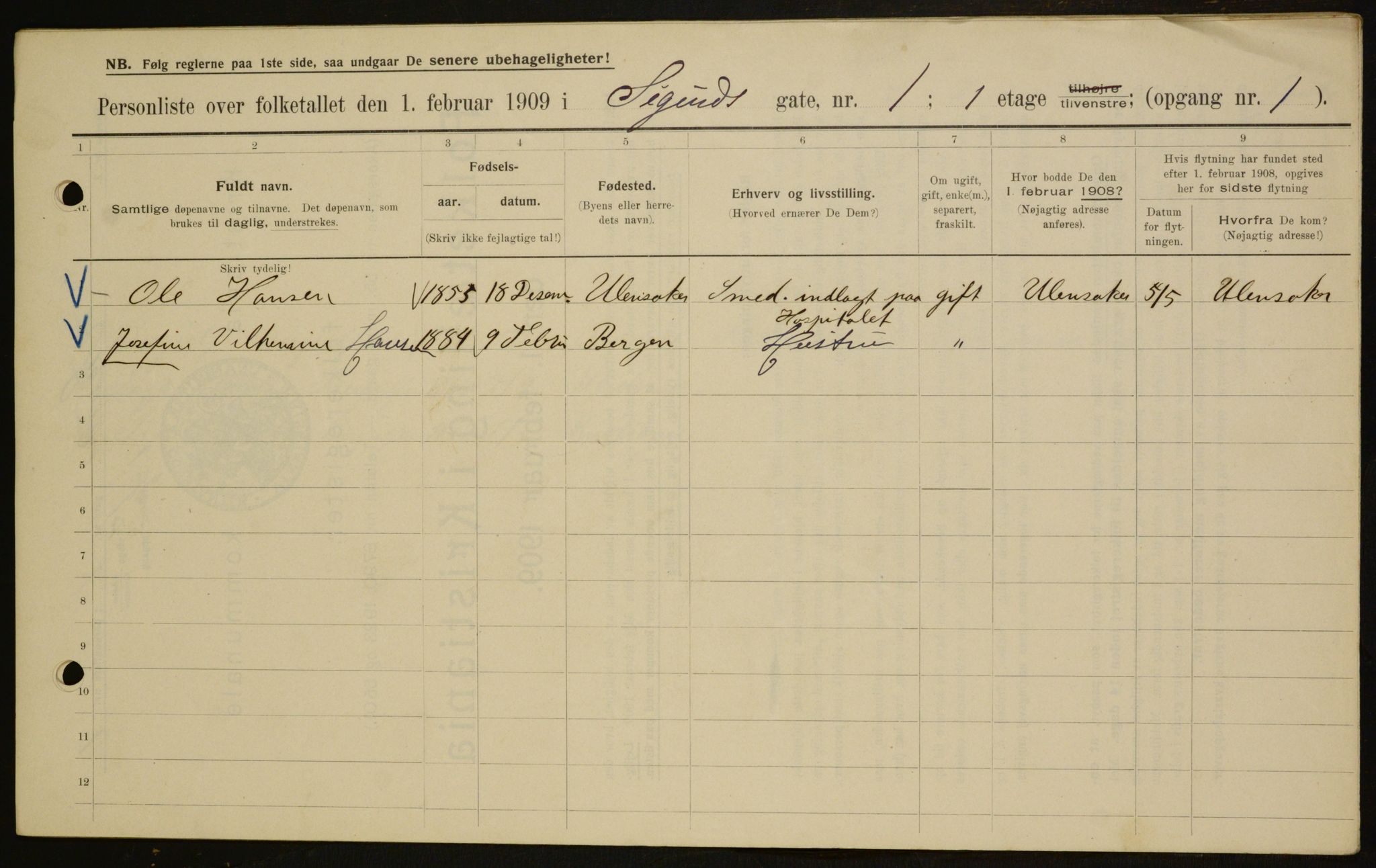 OBA, Municipal Census 1909 for Kristiania, 1909, p. 86040