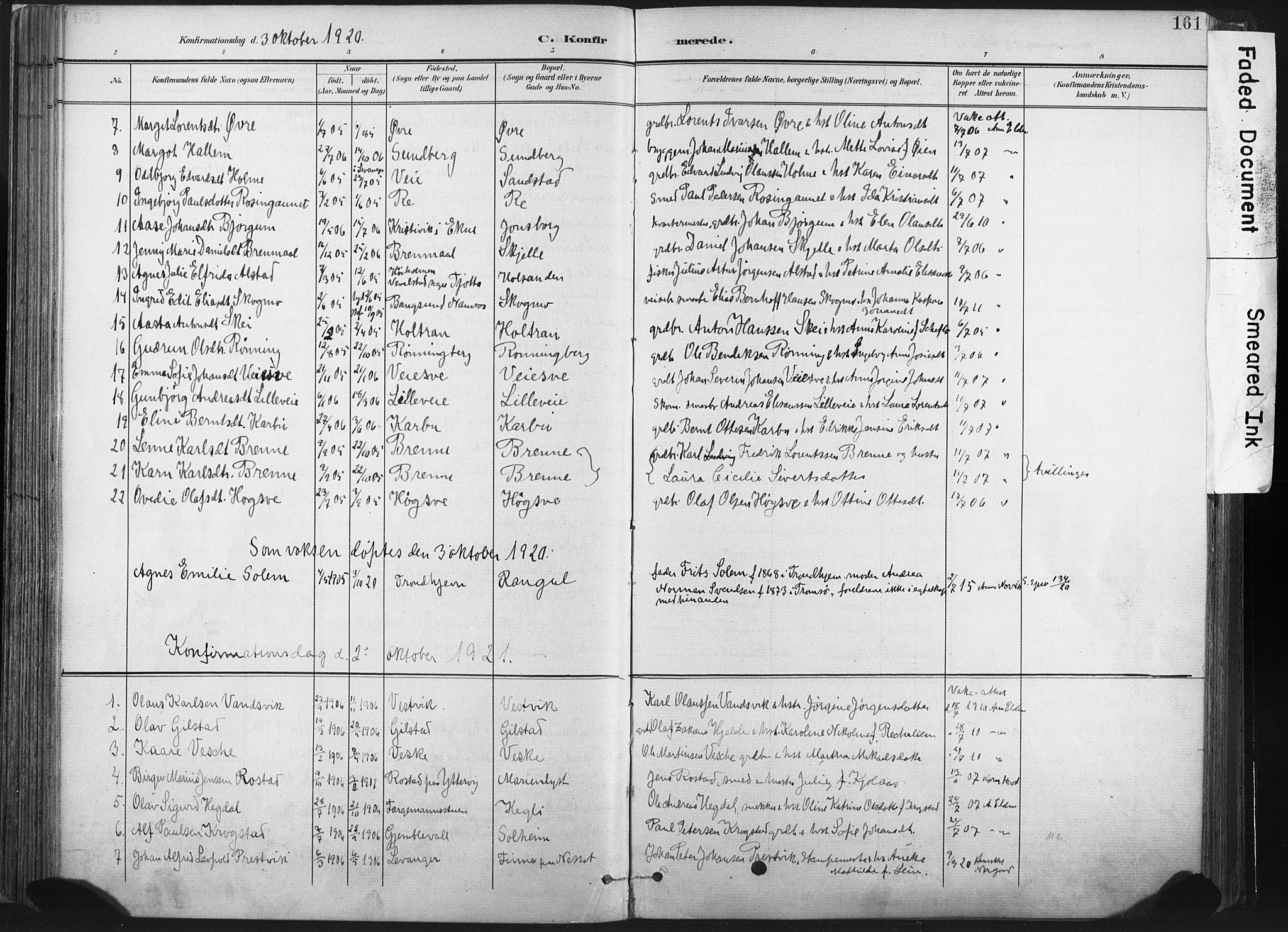Ministerialprotokoller, klokkerbøker og fødselsregistre - Nord-Trøndelag, SAT/A-1458/717/L0162: Parish register (official) no. 717A12, 1898-1923, p. 161