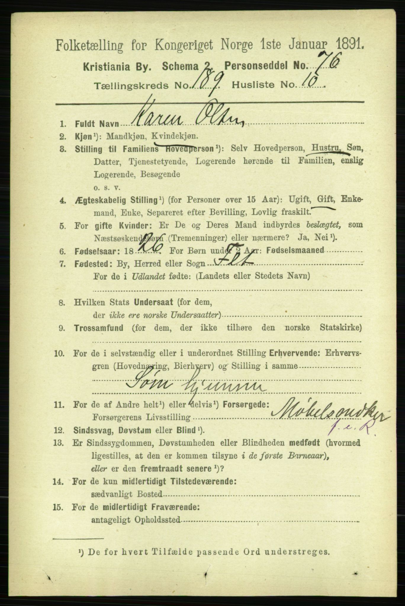 RA, 1891 census for 0301 Kristiania, 1891, p. 113588