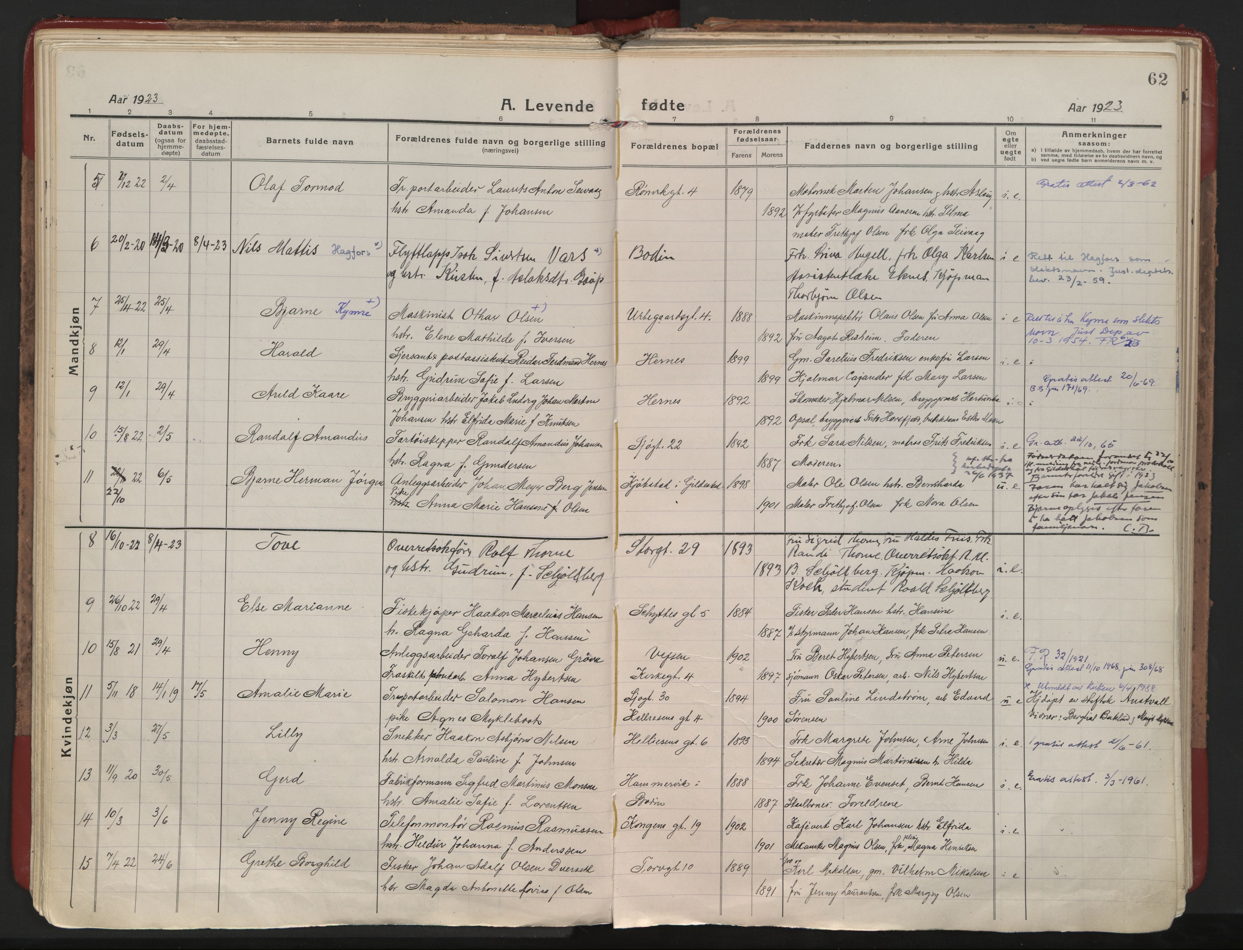 Ministerialprotokoller, klokkerbøker og fødselsregistre - Nordland, SAT/A-1459/801/L0017: Parish register (official) no. 801A17, 1917-1930, p. 62