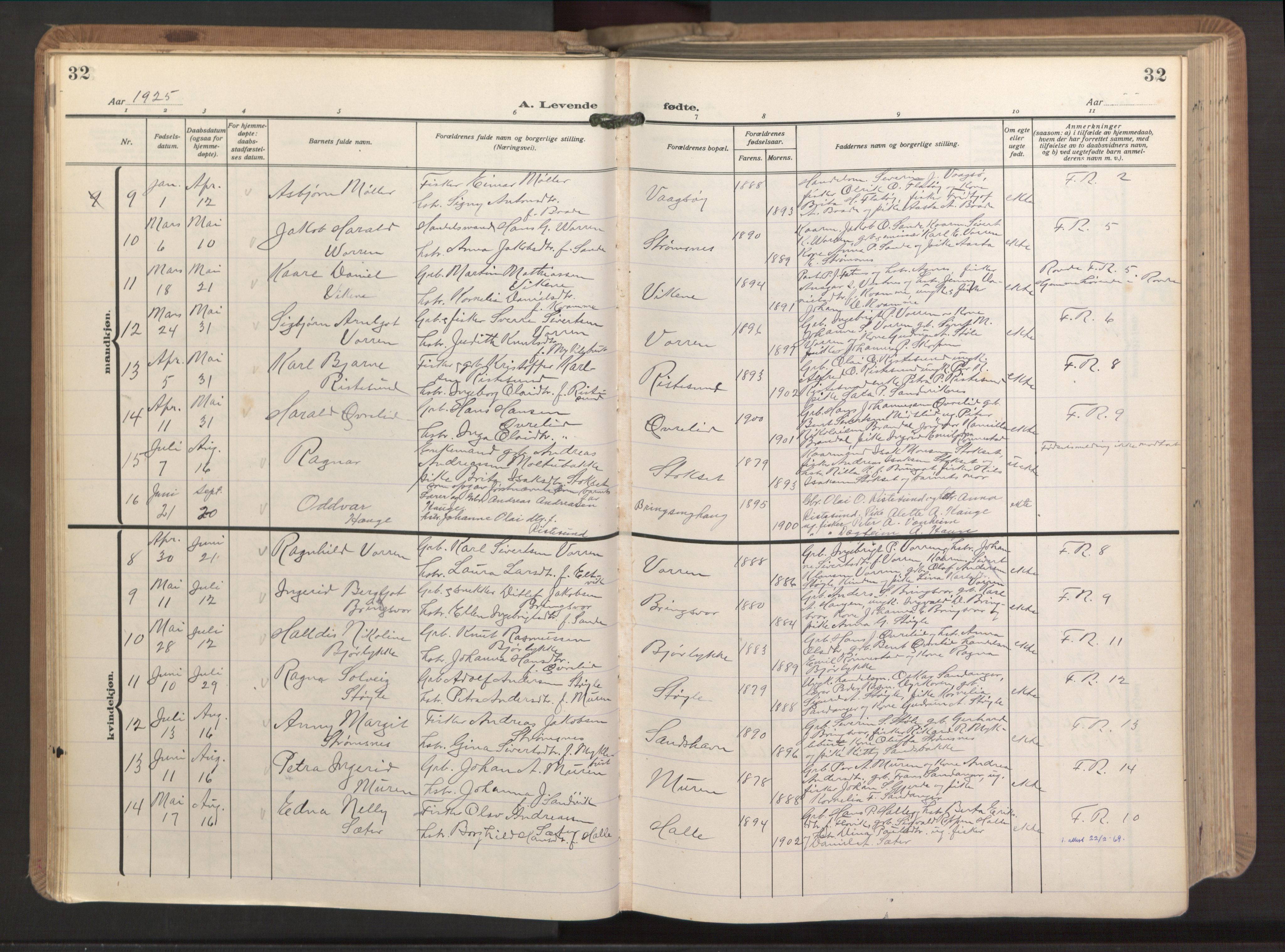 Ministerialprotokoller, klokkerbøker og fødselsregistre - Møre og Romsdal, AV/SAT-A-1454/503/L0044: Parish register (official) no. 503A12, 1918-1931, p. 32