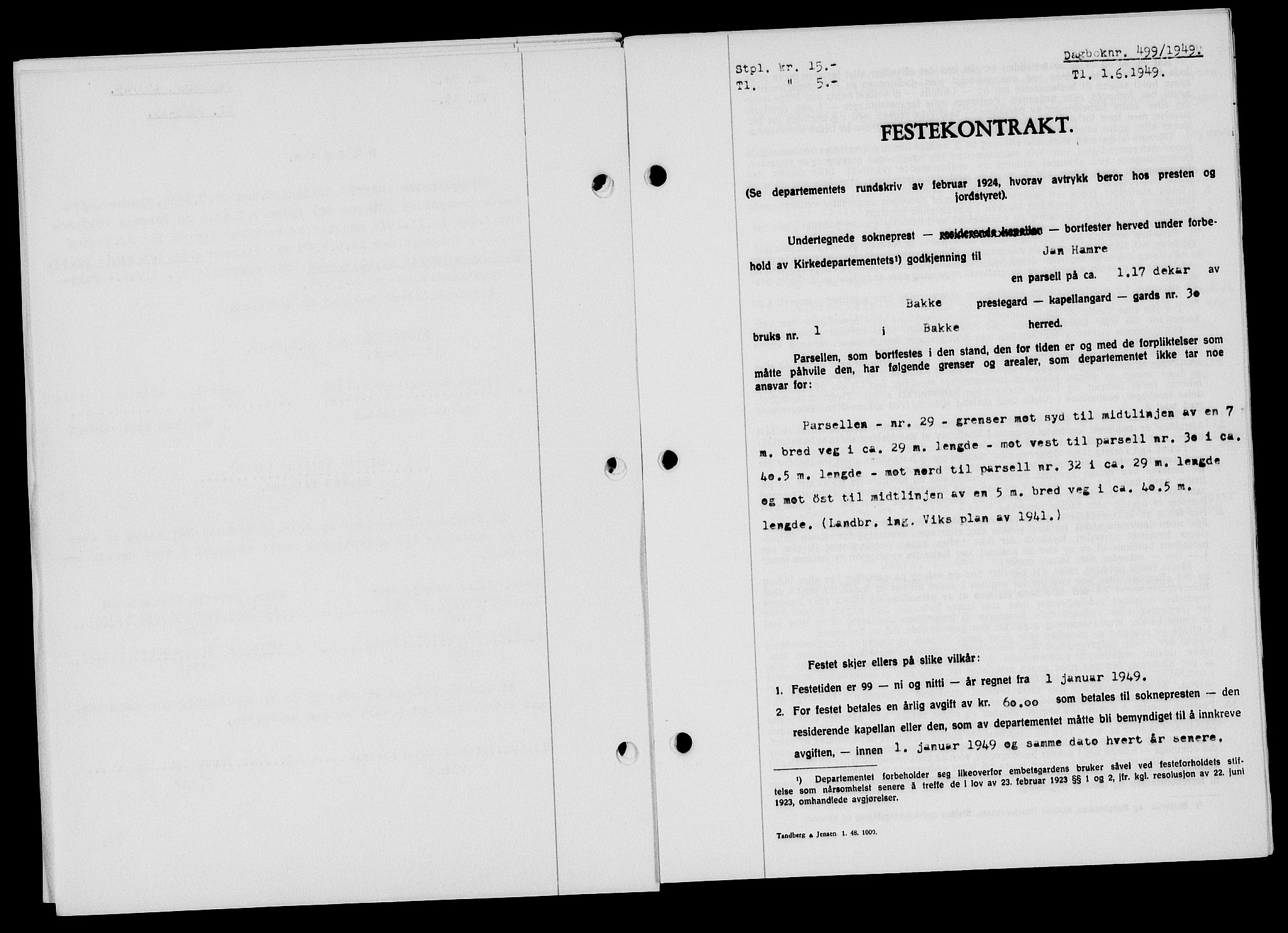 Flekkefjord sorenskriveri, SAK/1221-0001/G/Gb/Gba/L0065: Mortgage book no. A-13, 1949-1949, Diary no: : 499/1949