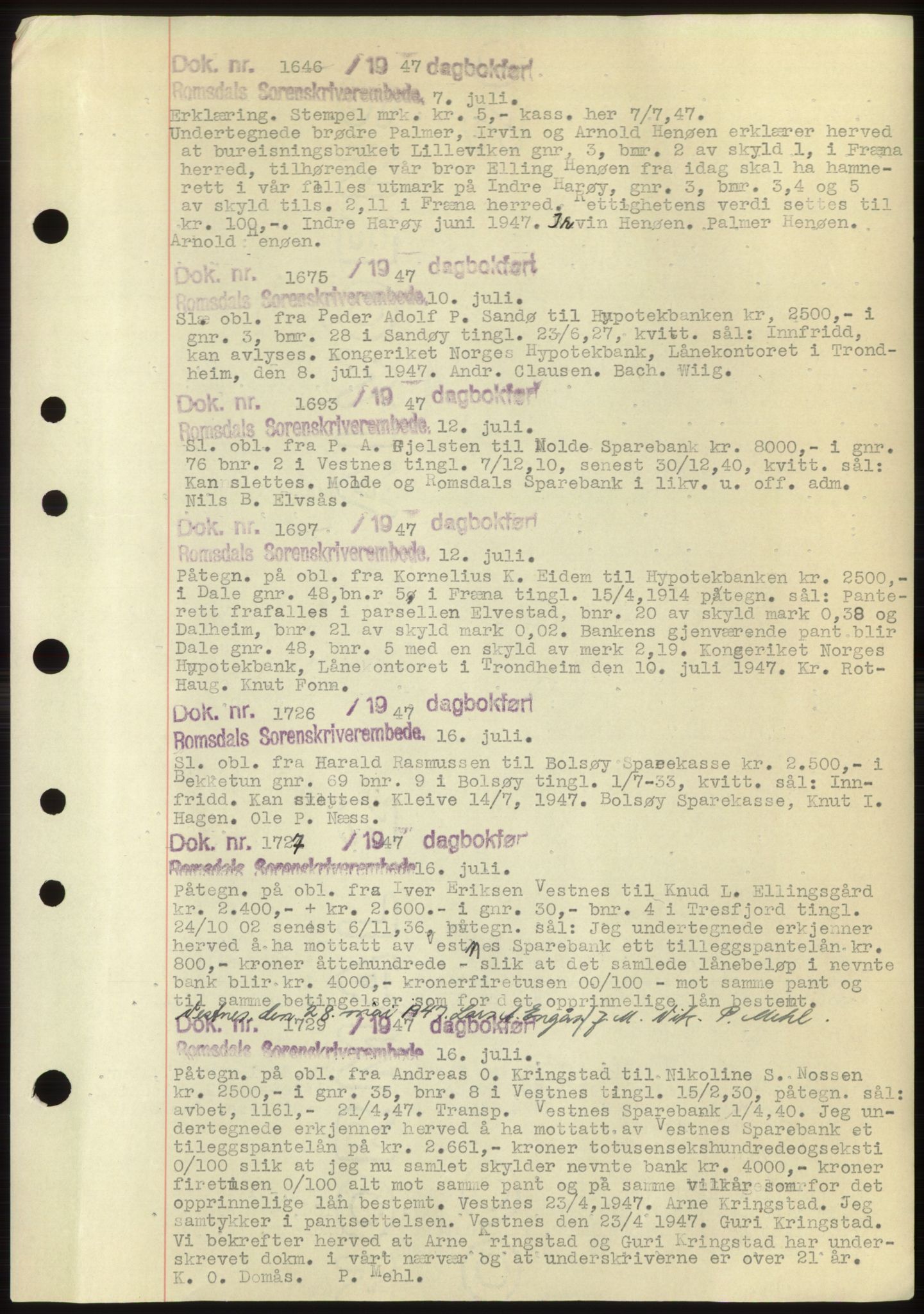 Romsdal sorenskriveri, AV/SAT-A-4149/1/2/2C: Mortgage book no. C1b, 1946-1949, Deed date: 07.07.1947