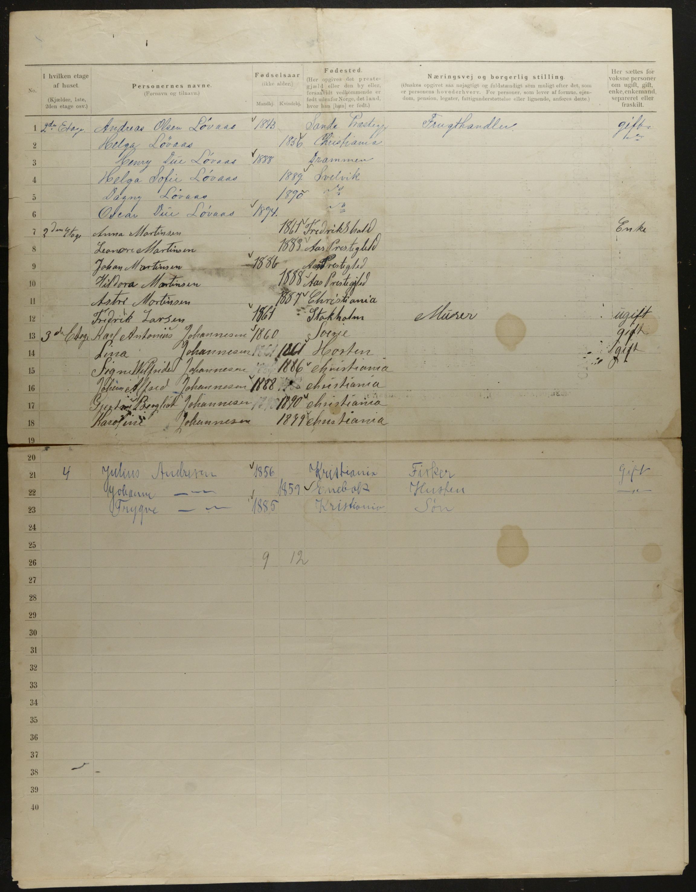 OBA, Municipal Census 1901 for Kristiania, 1901, p. 6788