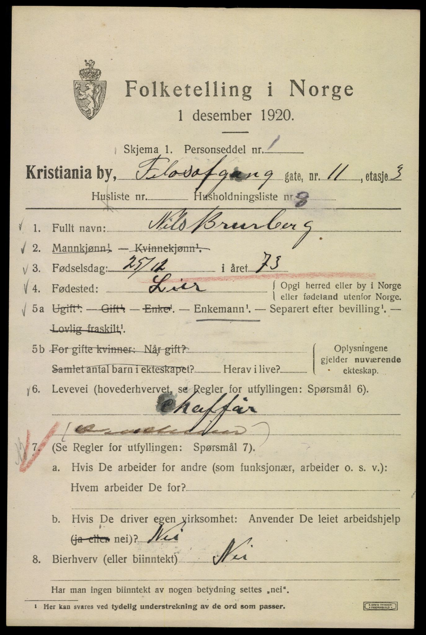 SAO, 1920 census for Kristiania, 1920, p. 229053