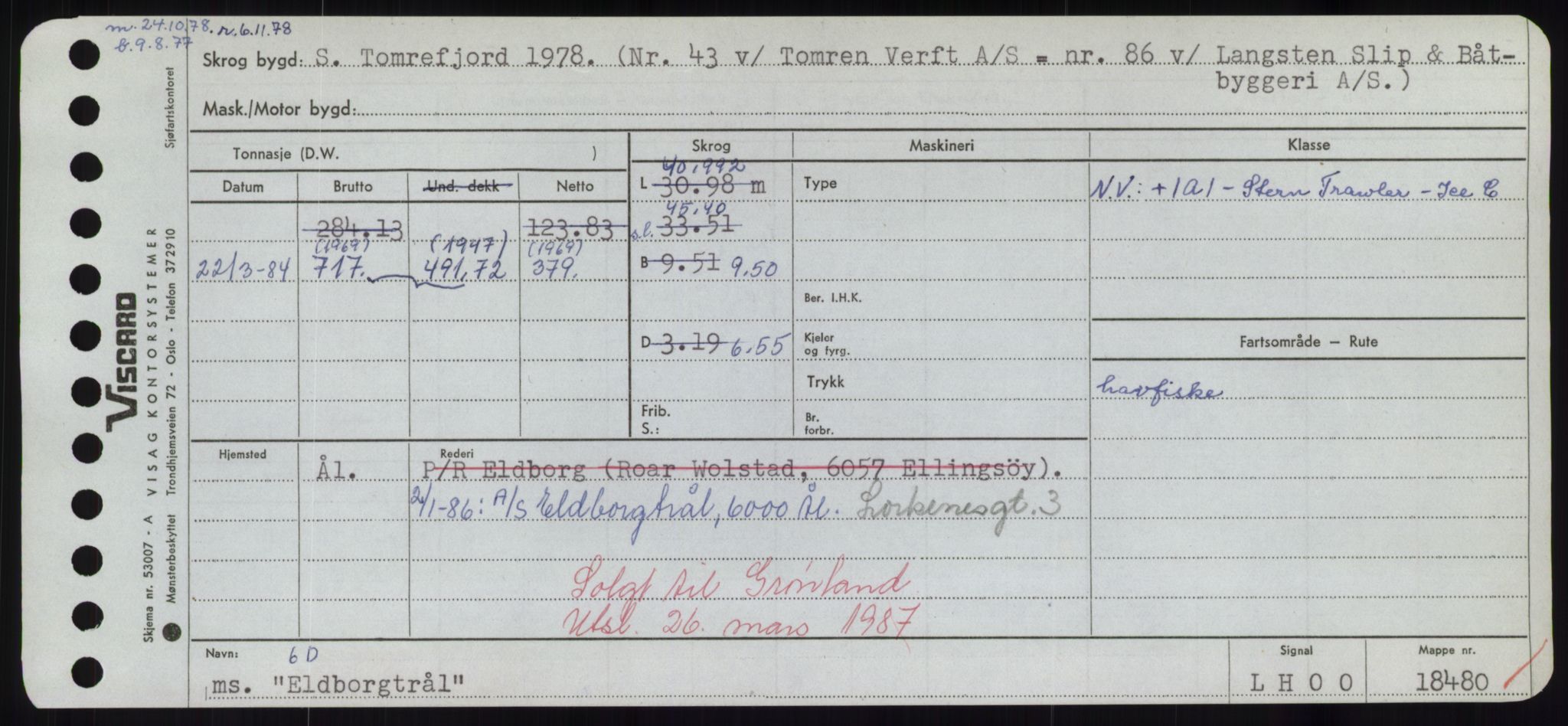 Sjøfartsdirektoratet med forløpere, Skipsmålingen, RA/S-1627/H/Hd/L0009: Fartøy, E, p. 225