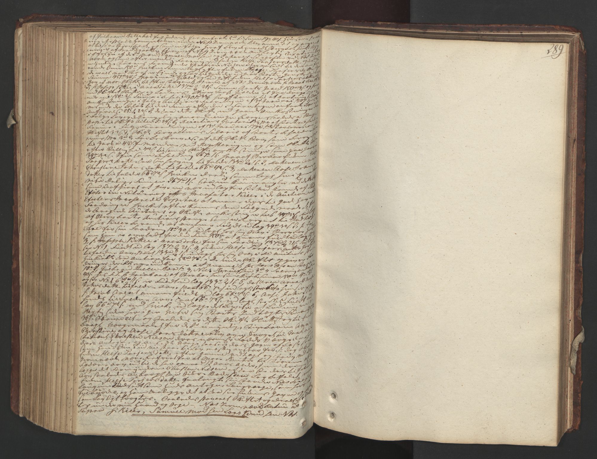 Sønnafjelske bergamt , AV/SAKO-EA-5262/I/L0003: Skifteprotokoll for sønnafjelske bergverk utenfor Kongsberg bergstad og Vallø saltverk, 1776-1807, p. 288b-289a