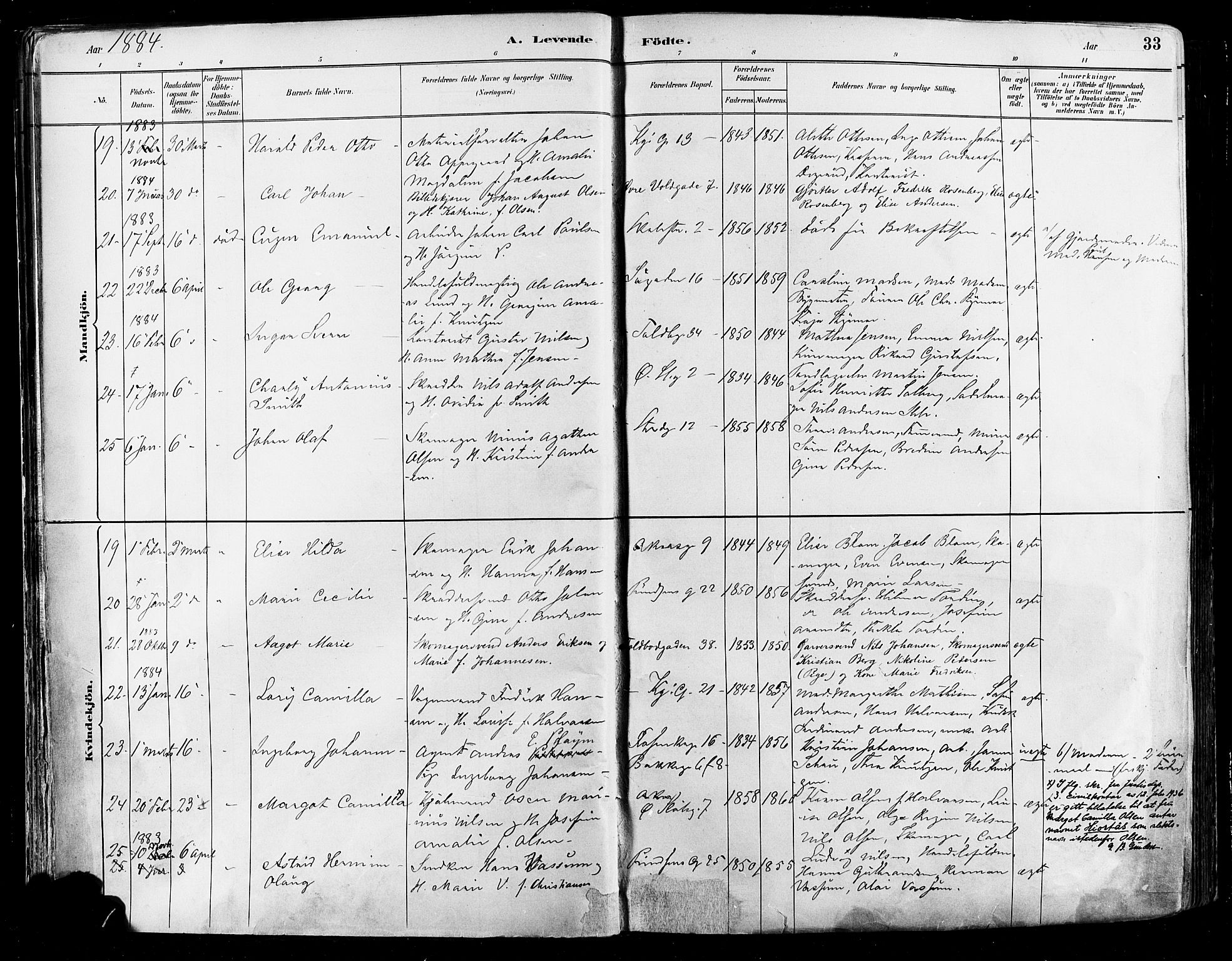 Johannes prestekontor Kirkebøker, AV/SAO-A-10852/F/Fa/L0003: Parish register (official) no. 3, 1882-1896, p. 33