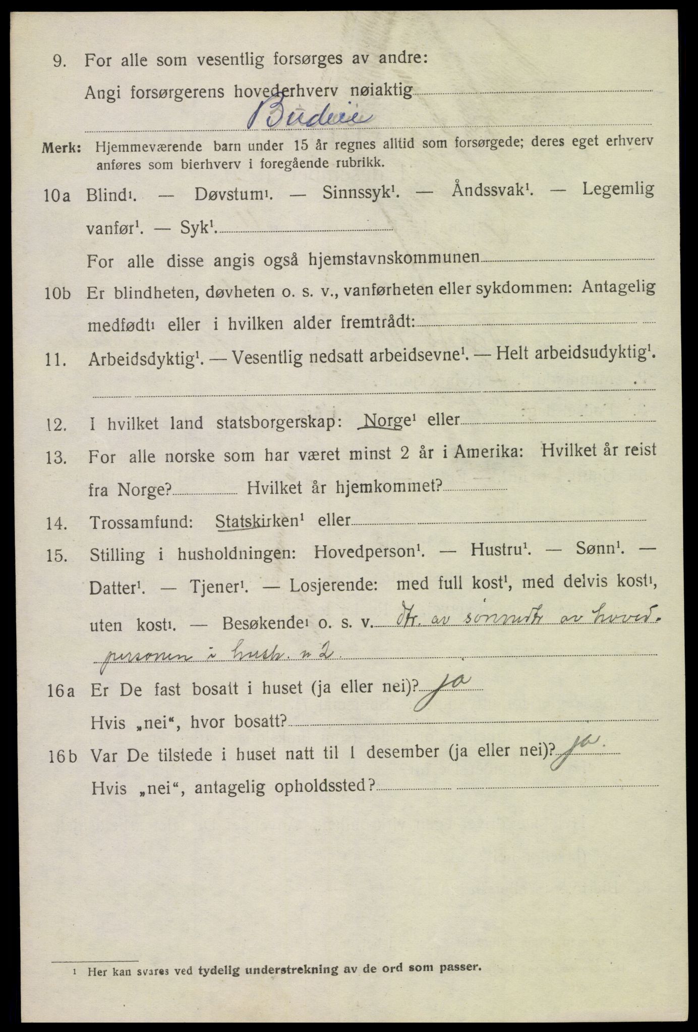 SAH, 1920 census for Gran, 1920, p. 9932