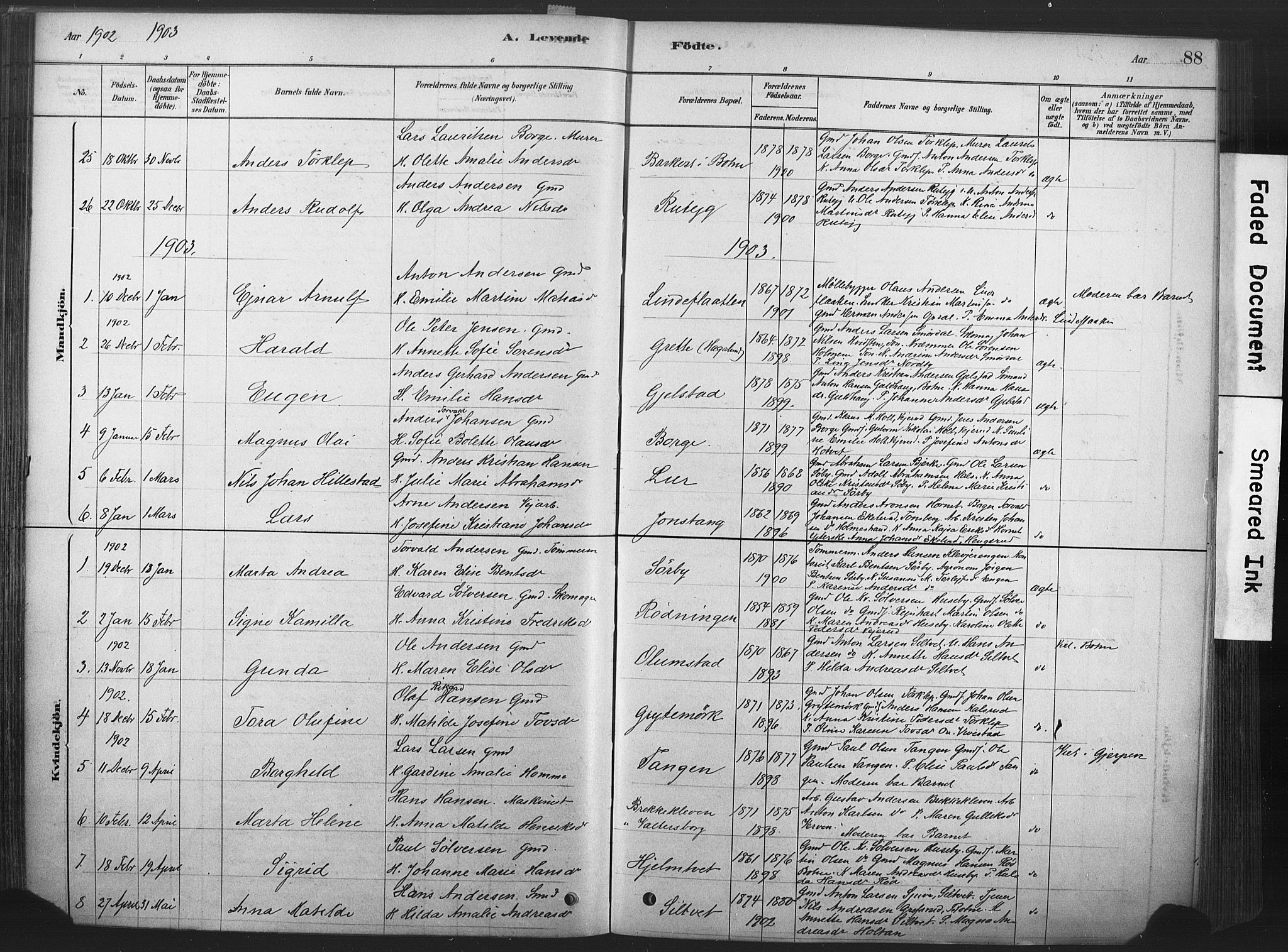 Våle kirkebøker, SAKO/A-334/F/Fa/L0011: Parish register (official) no. I 11, 1878-1906, p. 88