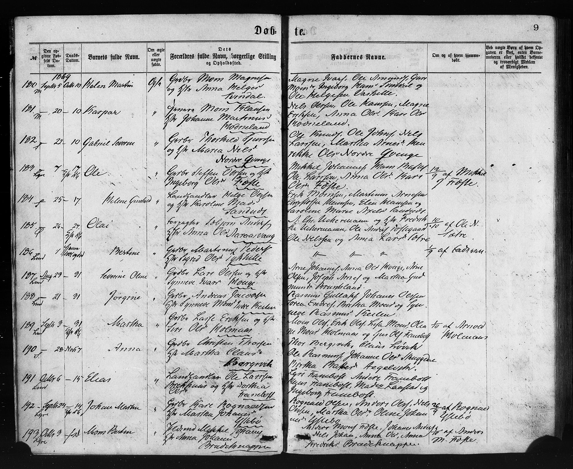 Lindås Sokneprestembete, SAB/A-76701/H/Haa: Parish register (official) no. A 18, 1869-1885, p. 9