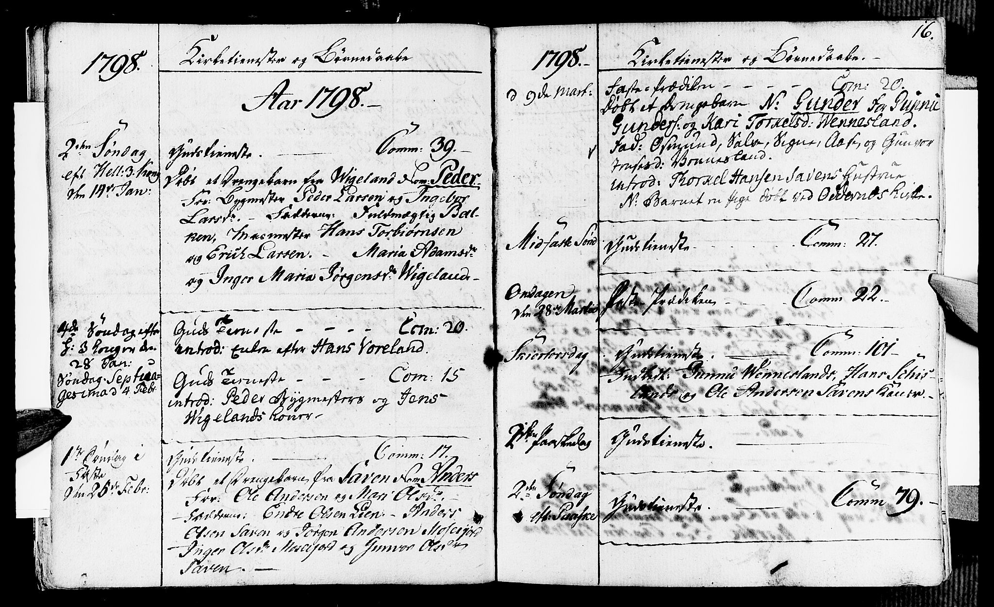 Vennesla sokneprestkontor, AV/SAK-1111-0045/Fa/Fab/L0002: Parish register (official) no. A 2, 1794-1834, p. 16