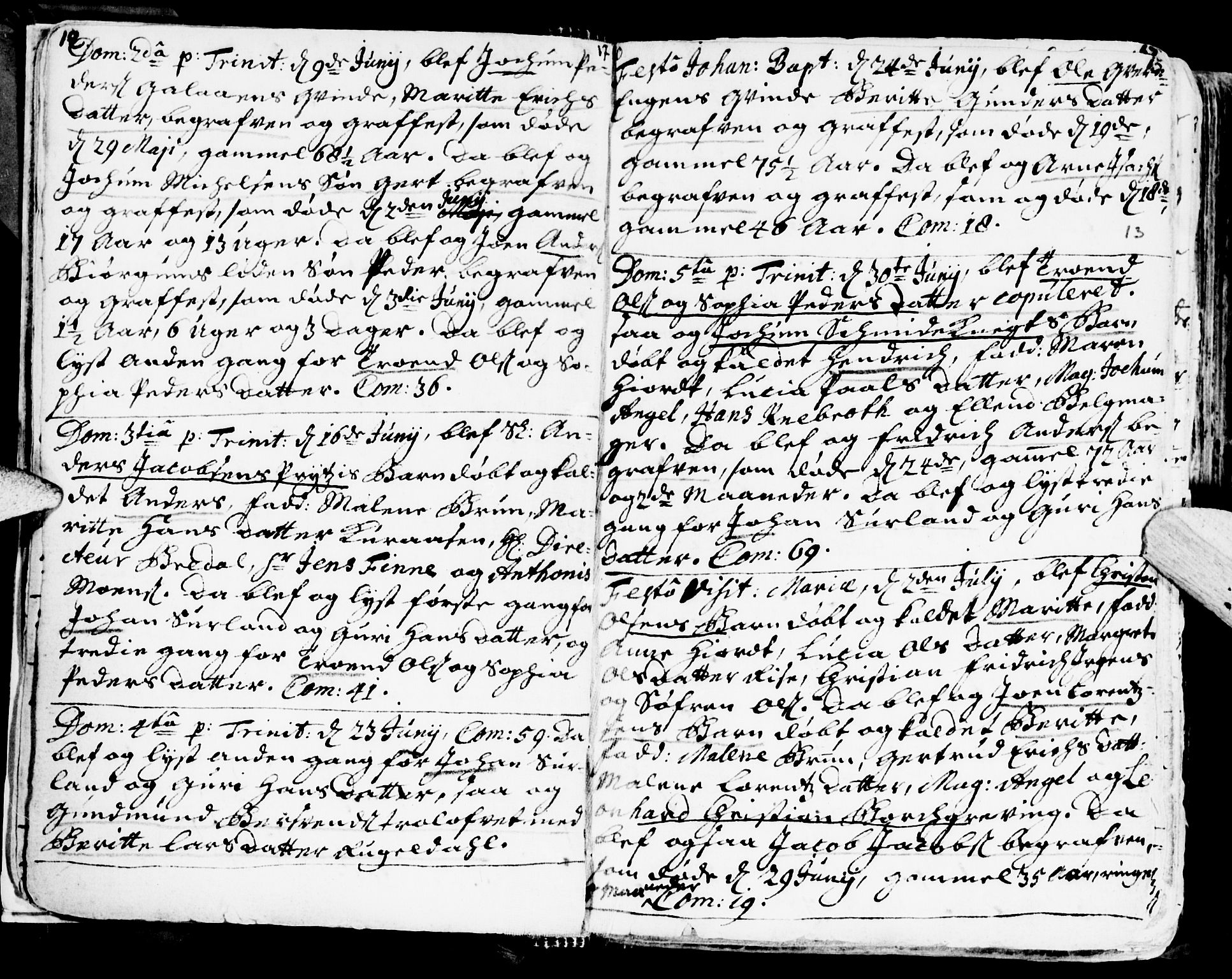 Ministerialprotokoller, klokkerbøker og fødselsregistre - Sør-Trøndelag, SAT/A-1456/681/L0924: Parish register (official) no. 681A02, 1720-1731, p. 12-13